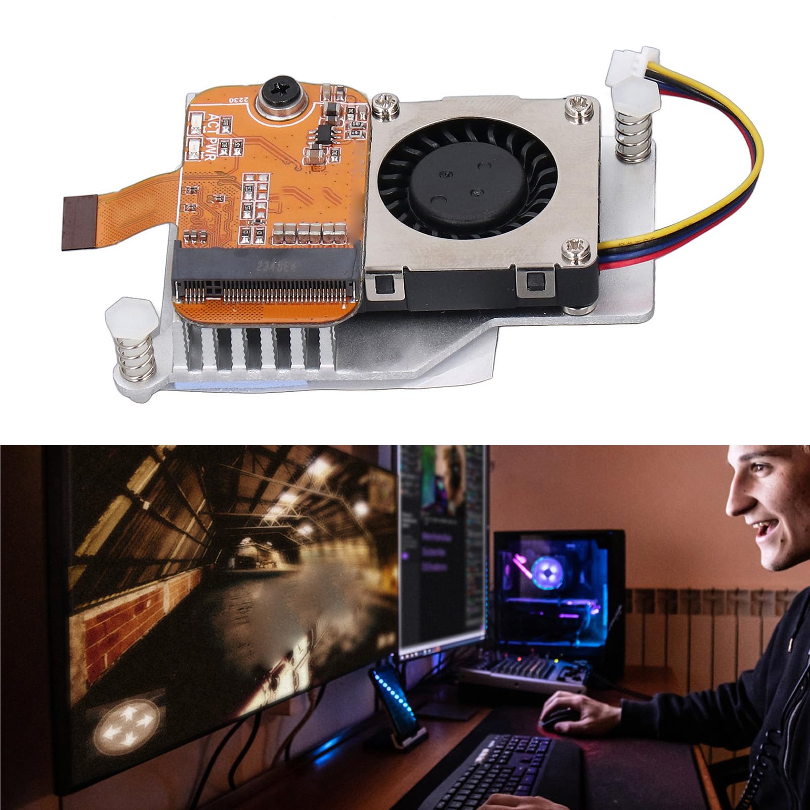RPi 5 PCIe to M.2 NVMe SSD Adapter Board with Cooling Fan for 2230 Solid State Disk 6