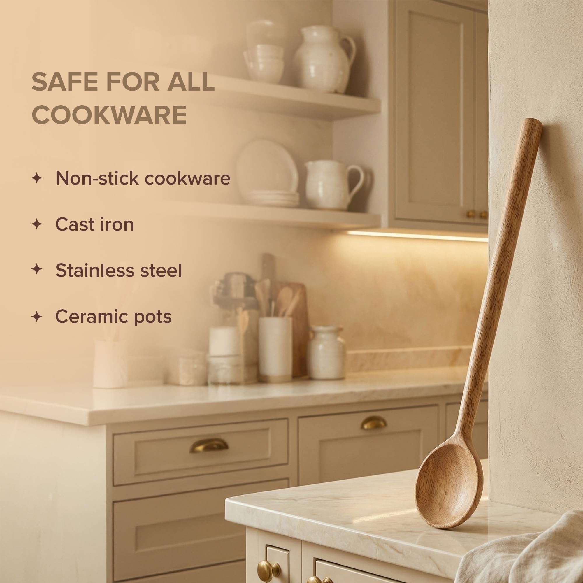 Neo At Home Mango Wooden Spoon Pack of 4 | Handcrafted Cooking Serving Spoon Pack | Food Safe Heat Resistant Eco Friendly Kitchen Utensils 6