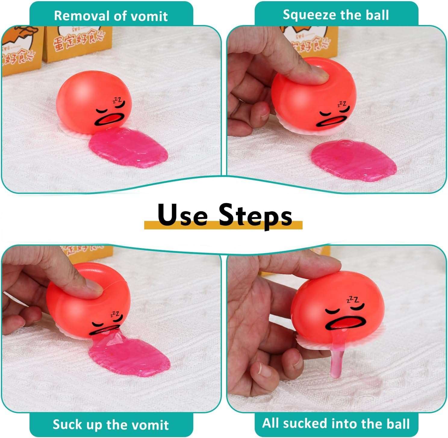 PELO 2 Pcs Vomiting Egg Ball for Kids Egg Balls Toys, Puking Slime Egg Yolk Ball, Squeeze Toy Lazy Egg Vomit Yolk Toy for Kids Boys and Girls 4