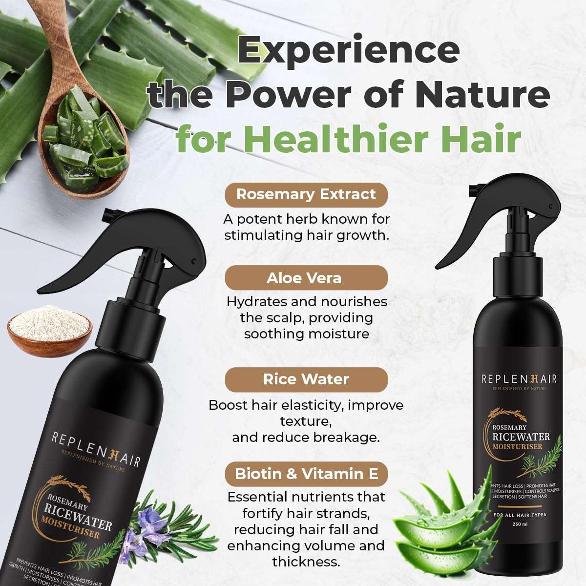 Replenhair Rice and Rosemary Water Spray for Hair Growth | Serum and Leave-in Conditioner with Rosemary Oil & Fermented Rice Water for Hair Growth | Detangler & Scalp Toner for Thicker, Stronger Hair 6