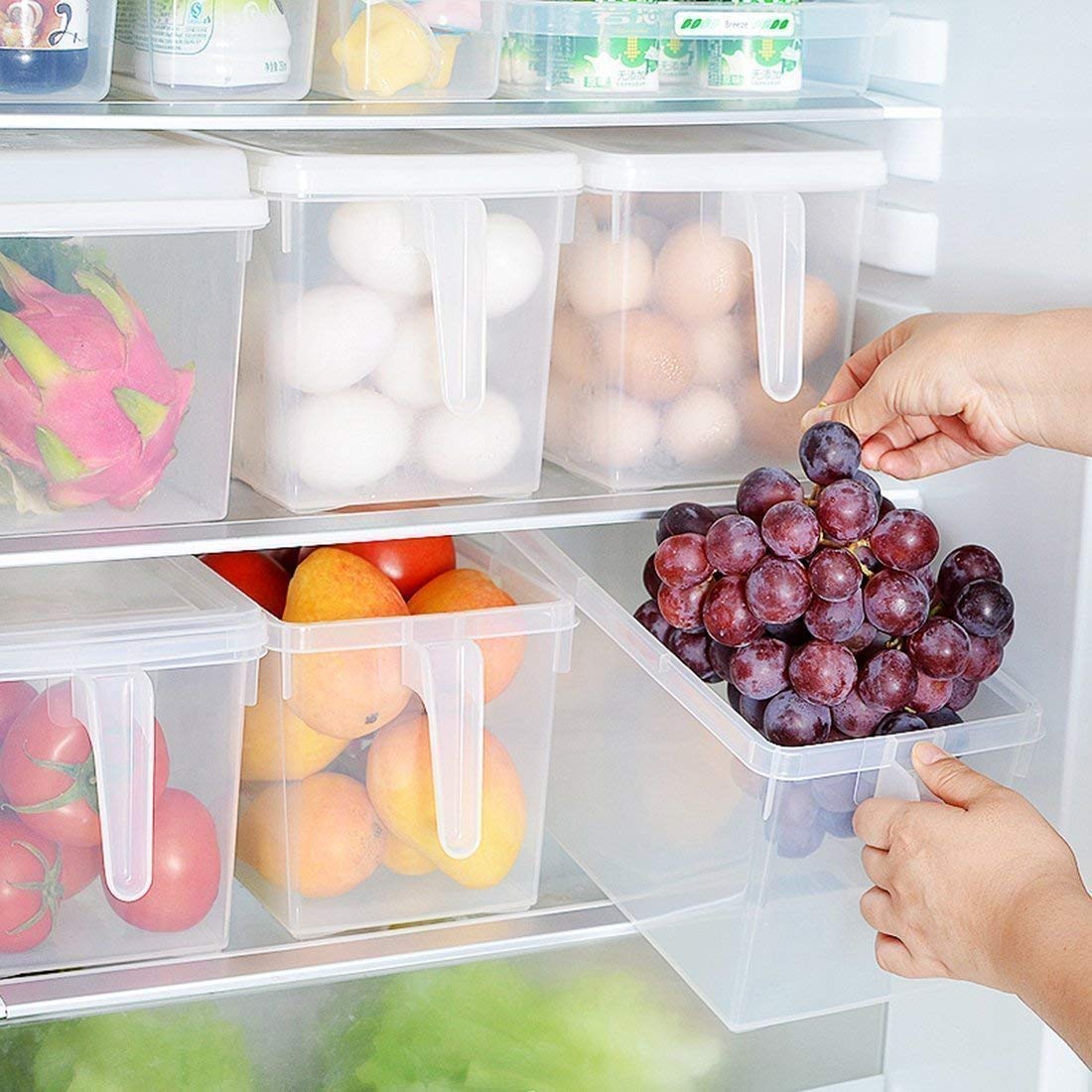 Smetchkart Plastic Fridge Storage Jar with Airtight Lid & Handle - 2000ml, 2 Pc, Transparent 4