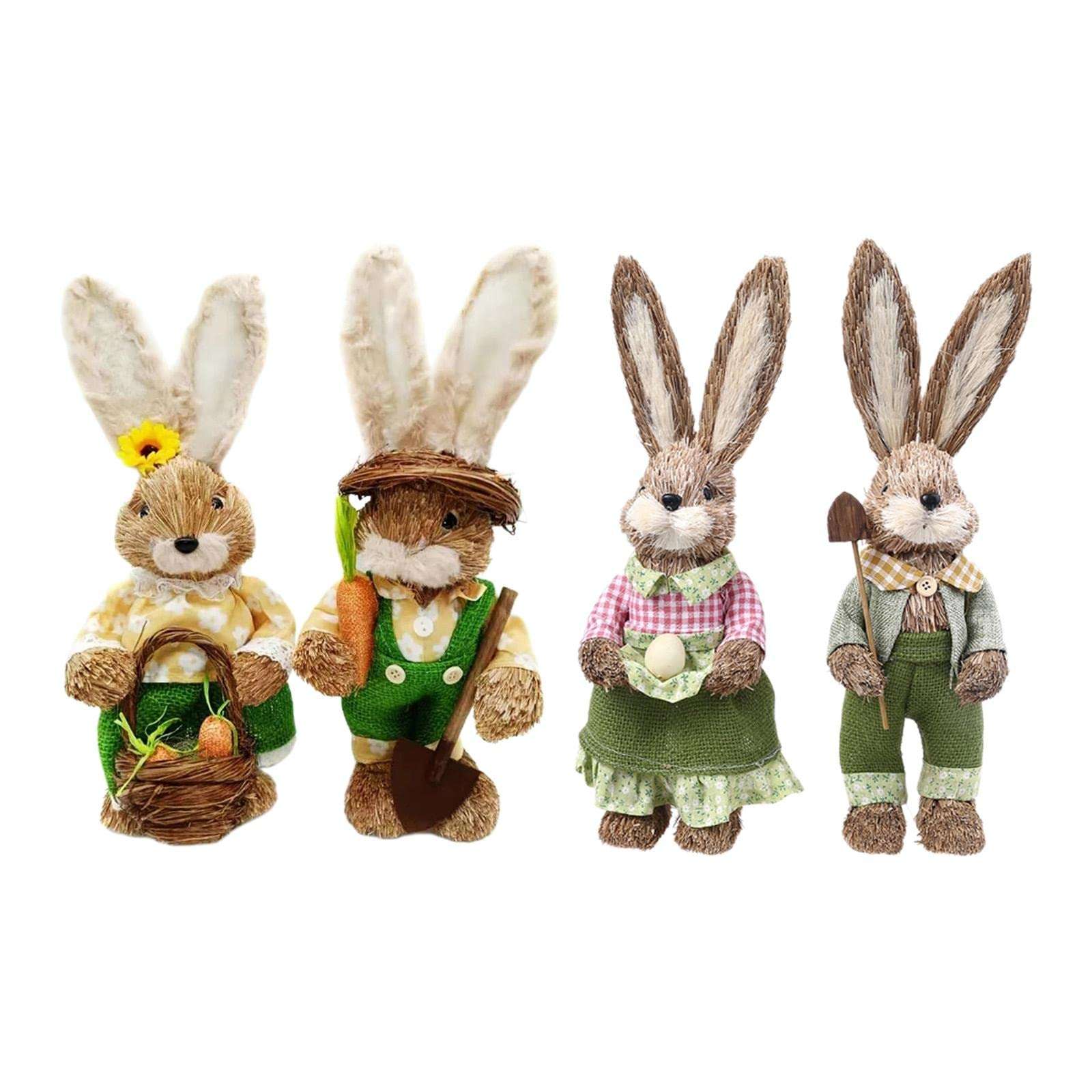ACRA Cute Straw Rabbit Easter Farmer Bunny Figure for Wedding Party Decor 30 4