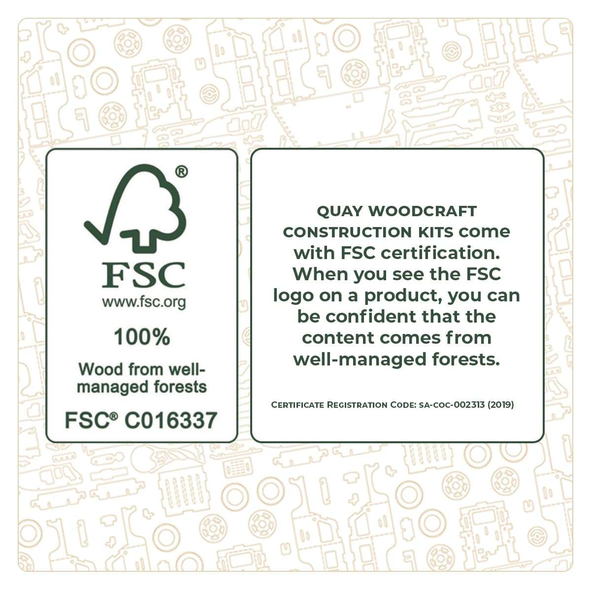 Quay P323 Land Rover Woodcraft Construction Kit FSC, Brown 2