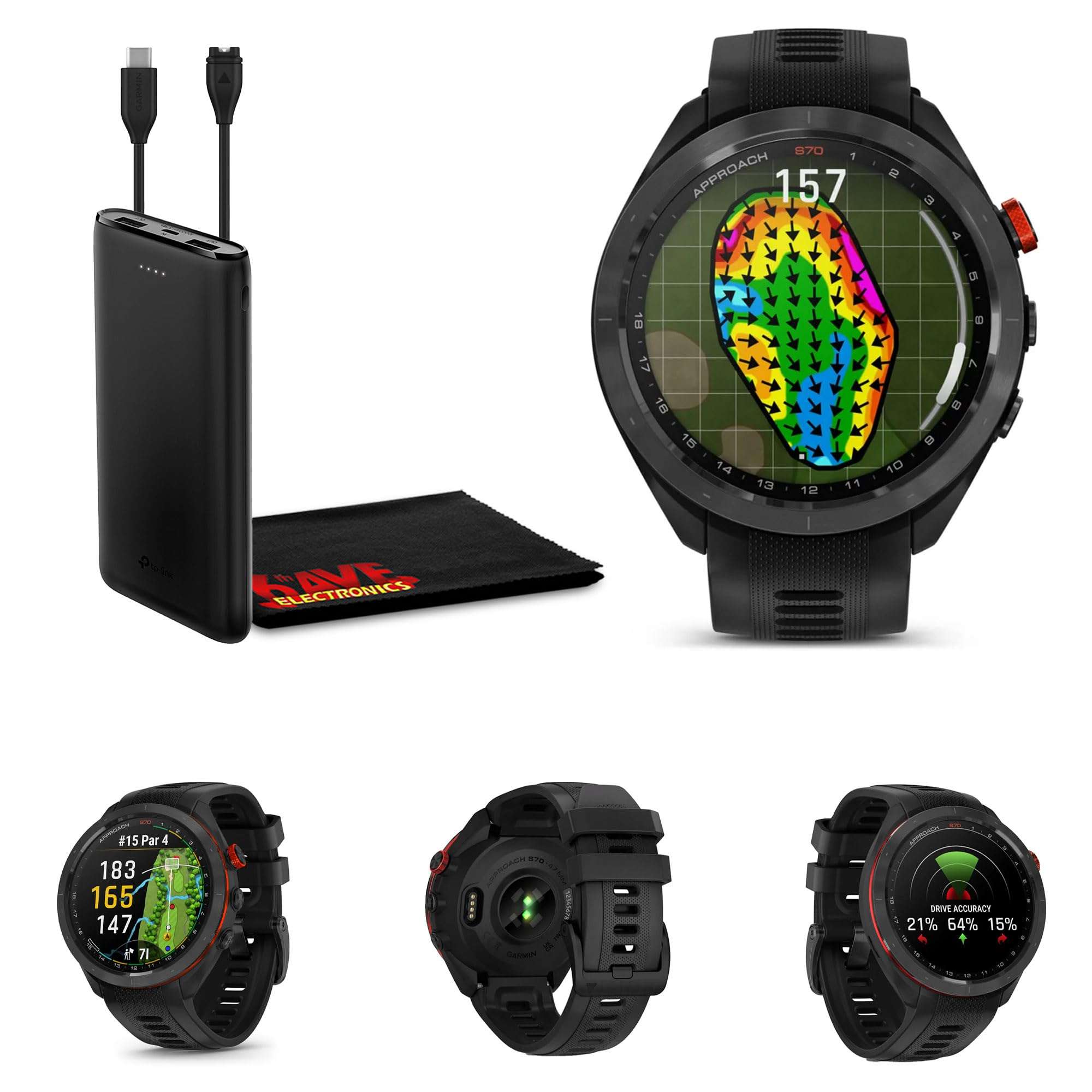 Garmin Approach S70 47MM Golf GPS Smartwatch for Men, Lightweight Touchscreen AMOLED Display and 42000 Preloaded Courses 1