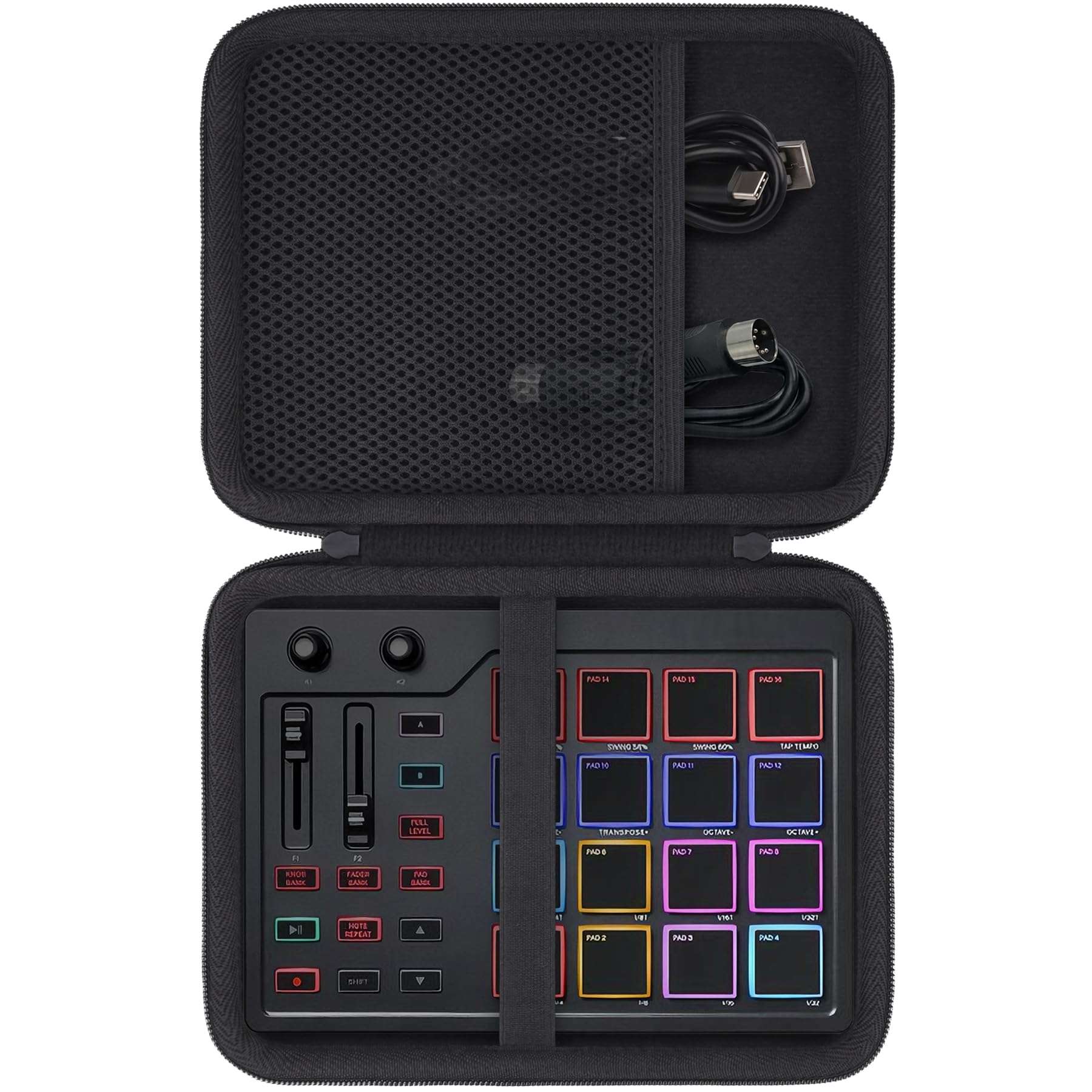Baval Hard Carrying Case for Donner STARRYPAD MIDI Pad Beat Maker Machine DPD-16, Protective EVA Storage Case with Mesh Pocket, Shockproof Portable Bag for Music Production & Travel 1