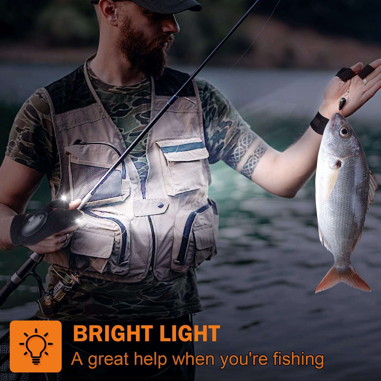 CENSGO LED Flashlight Gloves Gifts for Men, Cool Gadget Hands-Free Lights for Dad Christmas Father's Day Birthday Gifts, LED Gloves for Night Fishing, Camping, Repairing (1 Pair) 5