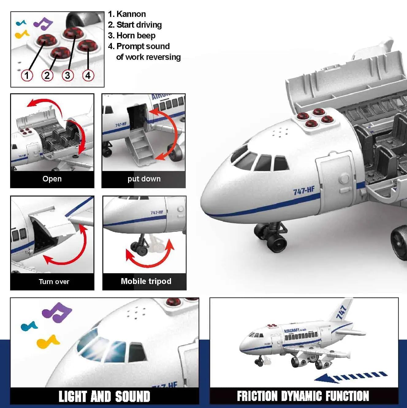 JETRA Building Blocks acousto Optic Friction Music Model DIY Toys Assembly Airplane & Block and Friction & Push Button Toy 6