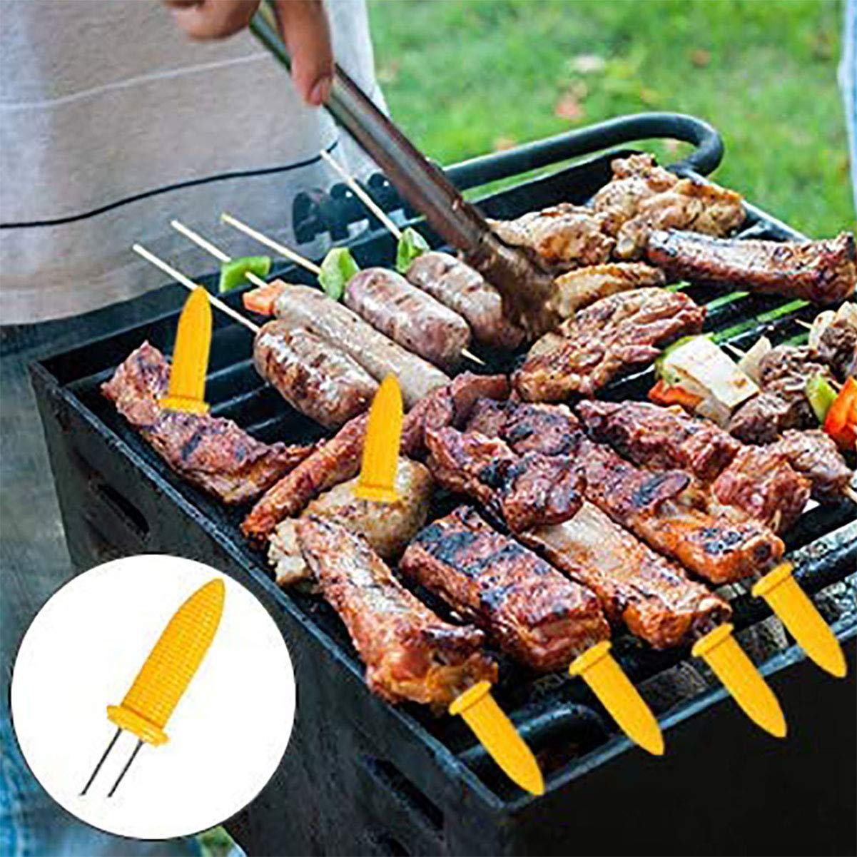 10 Pack Corn On The Cob Holders Stainless Steel Corn Holders Corn on The Cob Skewers for BBQ Twin Prong Sweetcorn Holders Home Cooking Fork Prong 6