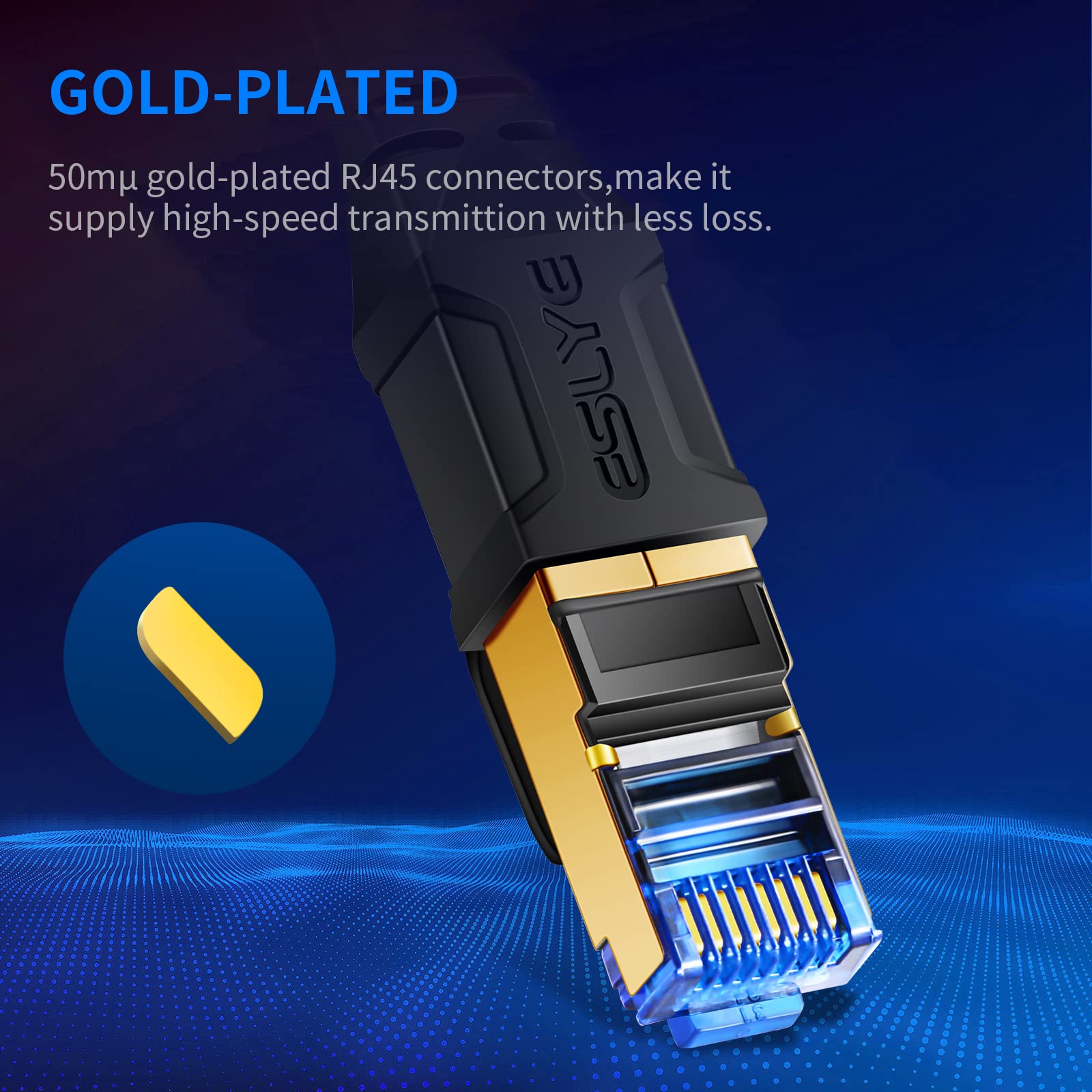 Eslye CAT 8 Ethernet Cable, High Speed Flat Internet Network LAN Cable Patch Cord for PS5,Xbox,Modem,Gaming Indoor and Outdoor Use 3