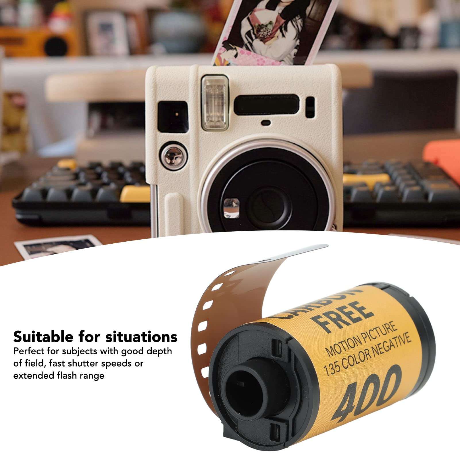 MUNEFE Camera Color Film, Color Neative Film, ISO 320‑400 3mm HD Camera Color Neative Film for 13 Cameras(36 Sheets) 3