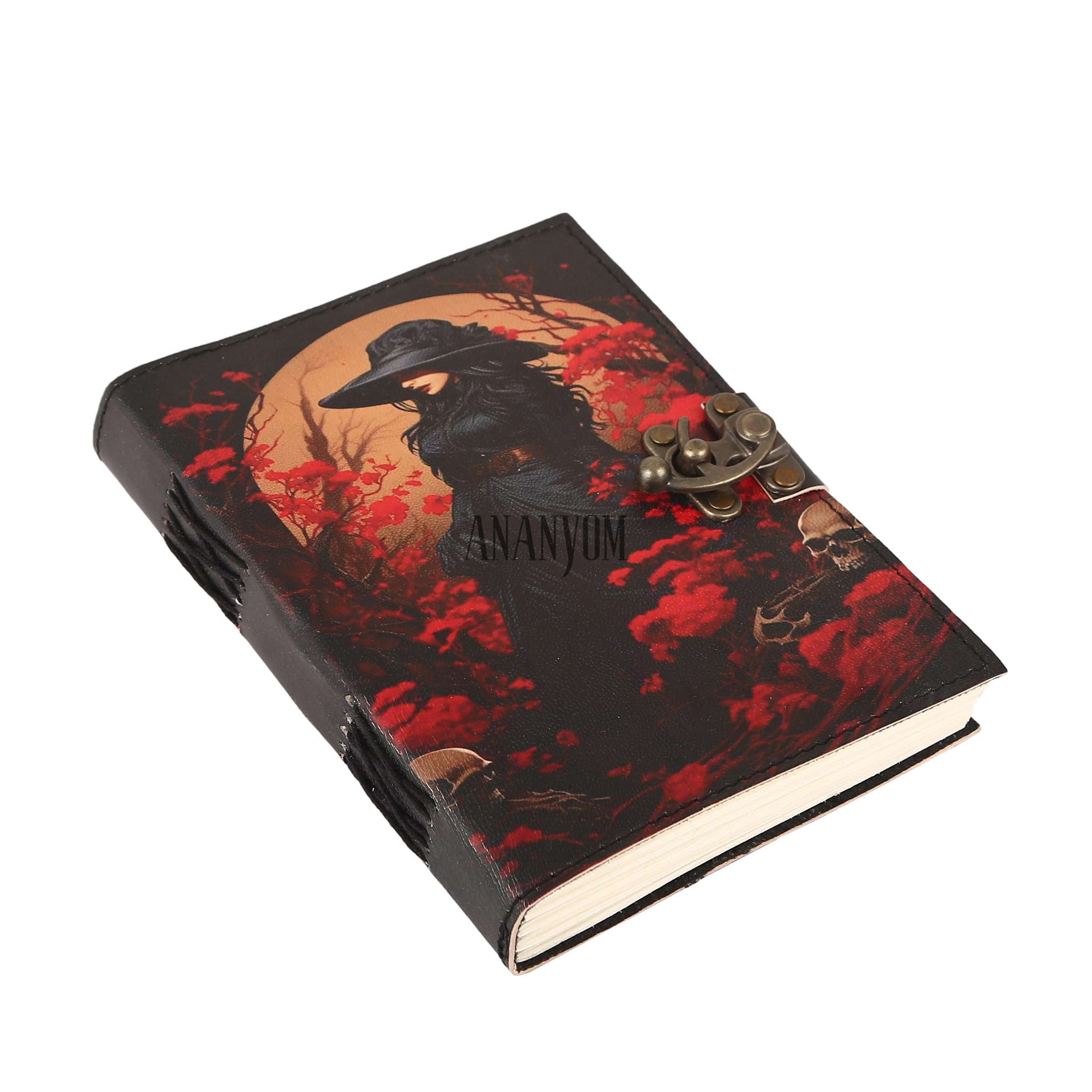 ANANYOM Leather Journal Notebook for Writing Gift Set, Arciero Storica vintage Leather Journal (Multi colour) Notebook With 200 Blank White Paper, Unruled, Brass Clasp Lock Journal for Women 1