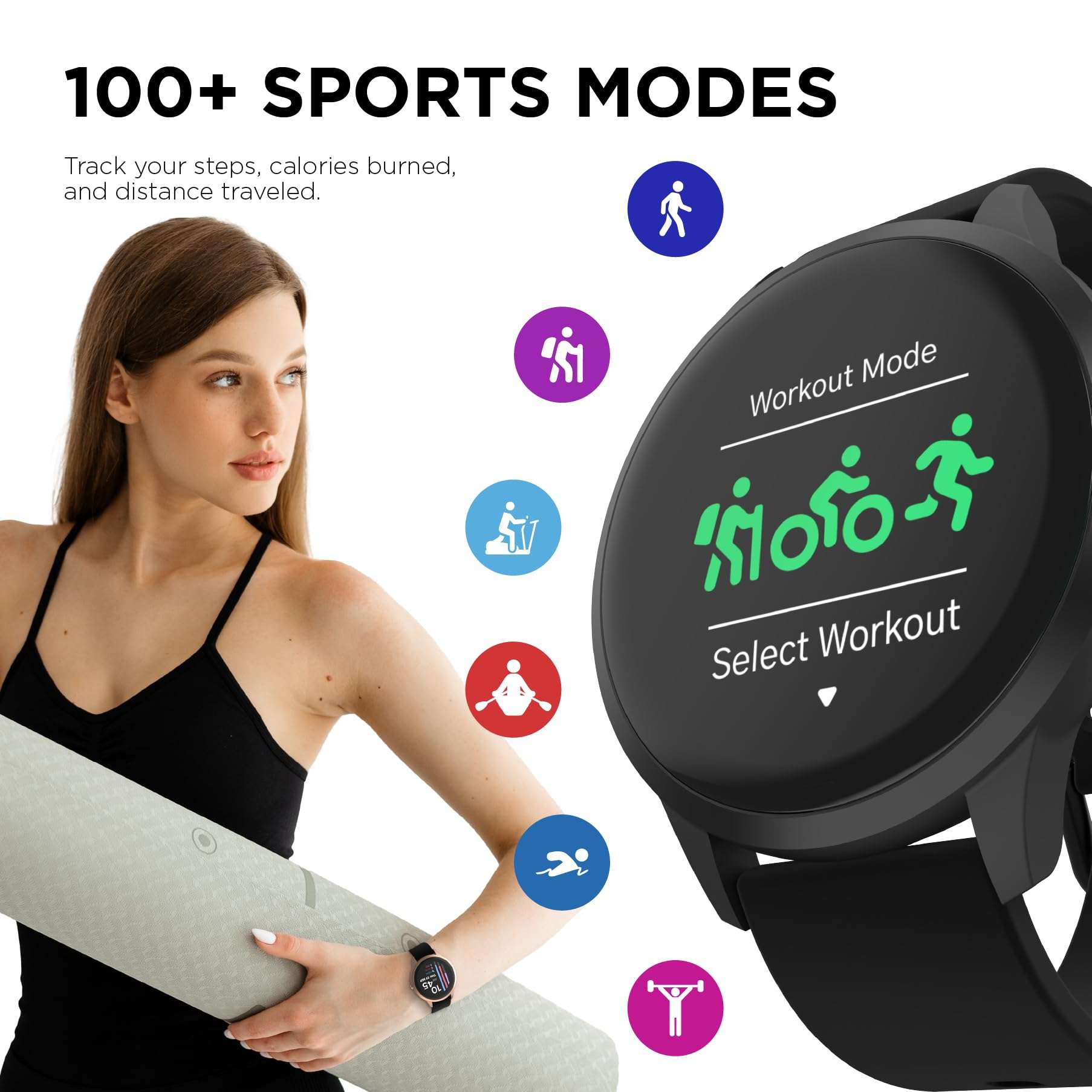 iTouch Sport 4 Smartwatch - Fitness Tracker, Heart Rate Monitor, Customizable Watch Face - Activity and Calorie Tracker - 100+ Sports Modes - Bluetooth Connectivity 4