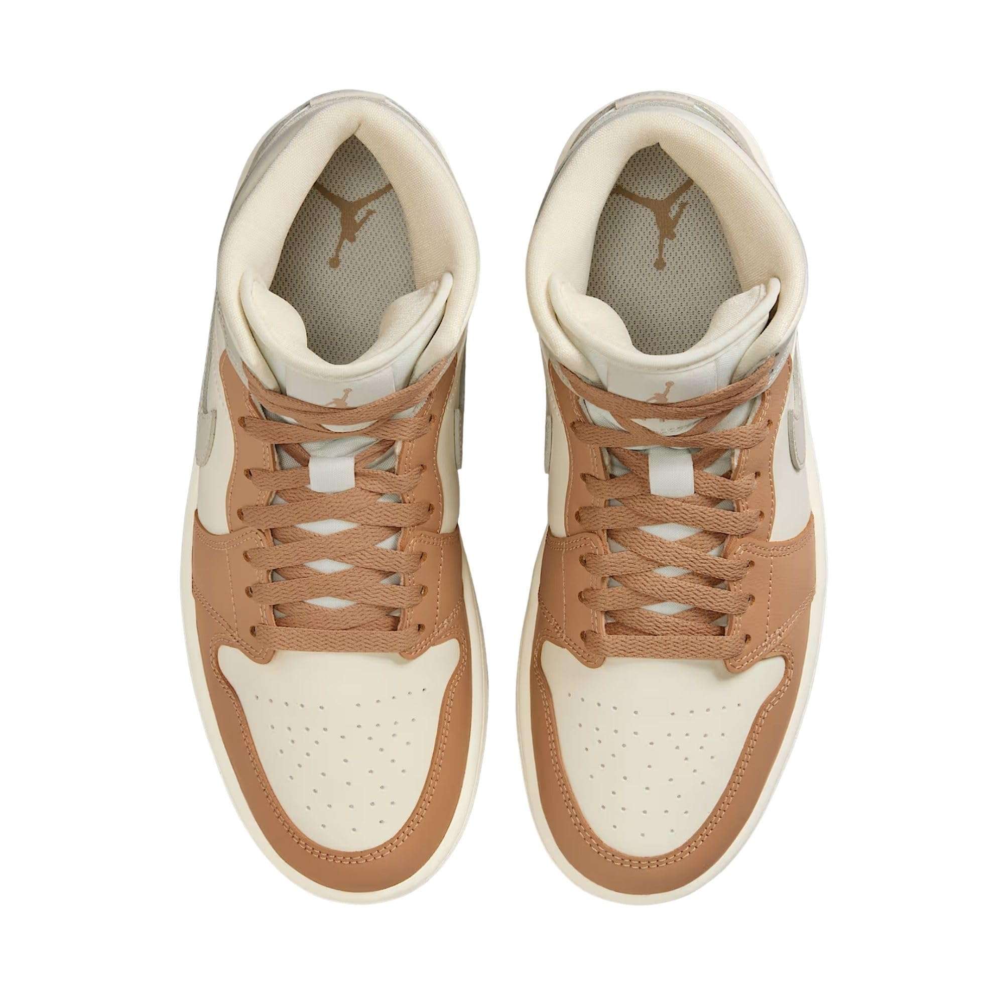W AIR JORDAN 1 MID "PALE IVORY/LT OREWOOD BRN-HEMP-SAIL" 4