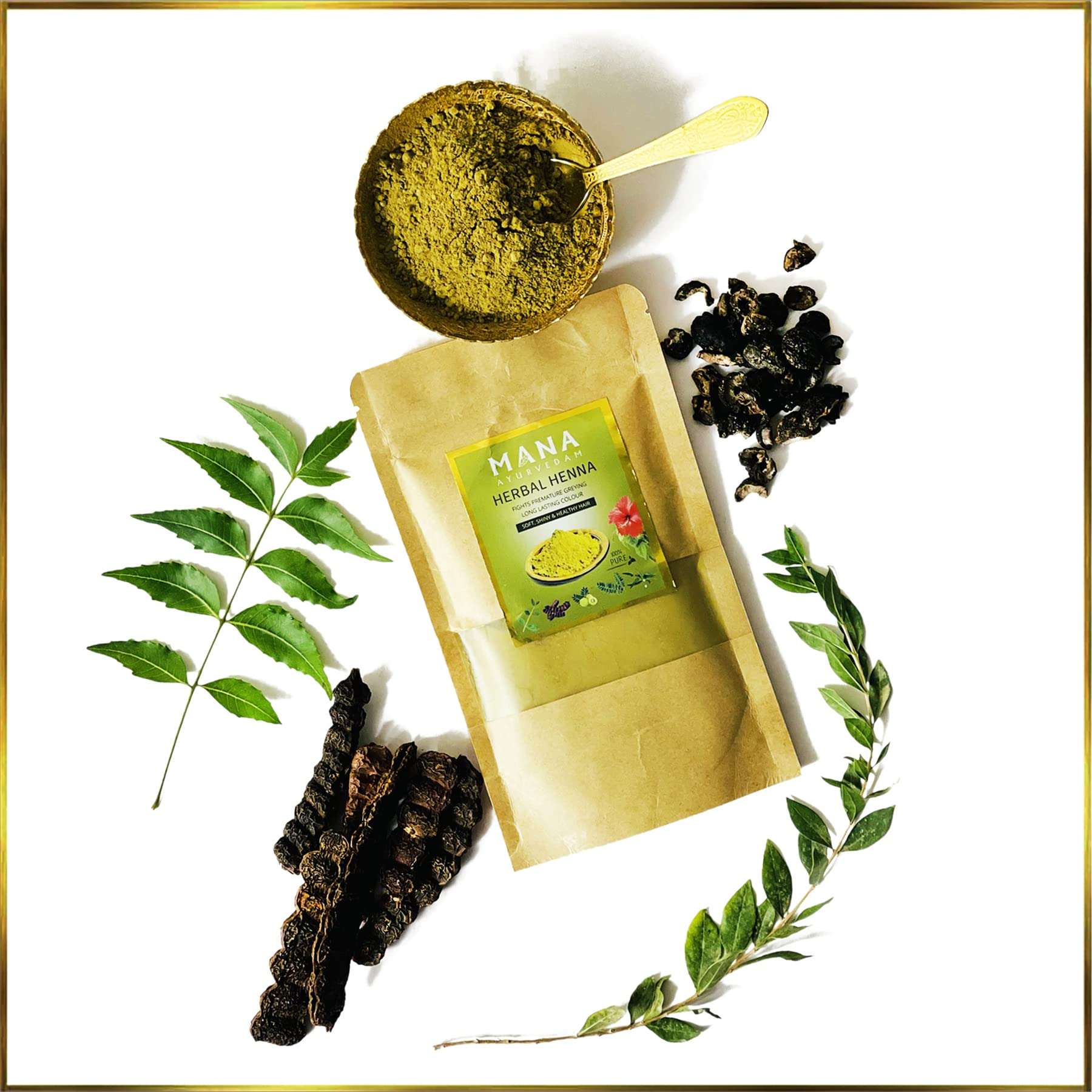 MANA AYURVEDAM HERBAL HENNA | Ayurvedic Hair colour | 100g 1