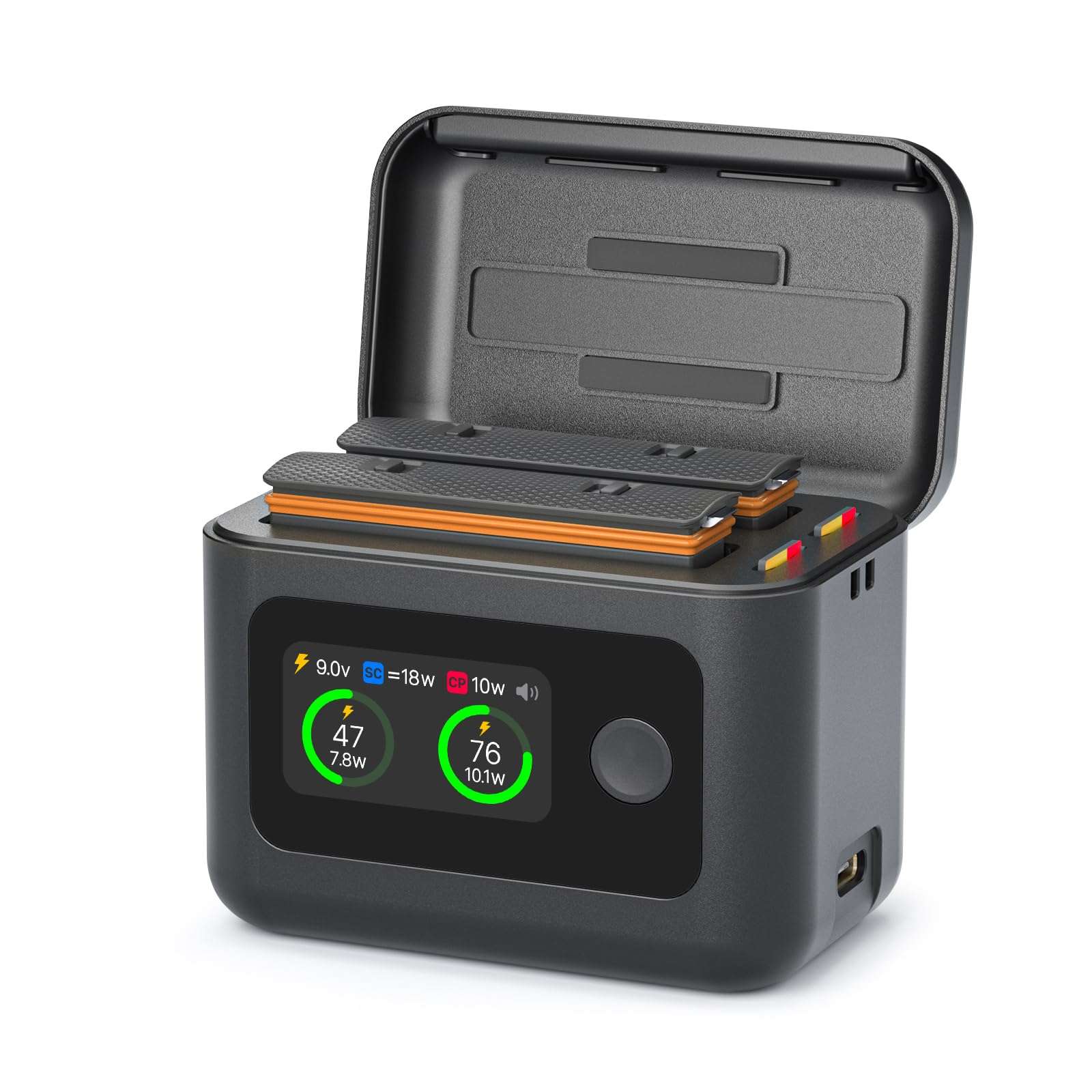 Fast Battery Charger for Insta360 X4 Air,27W Intelligent Two Way Charger Hub w/LCD Display Shows Battery SOC,Batteries Not Included 1