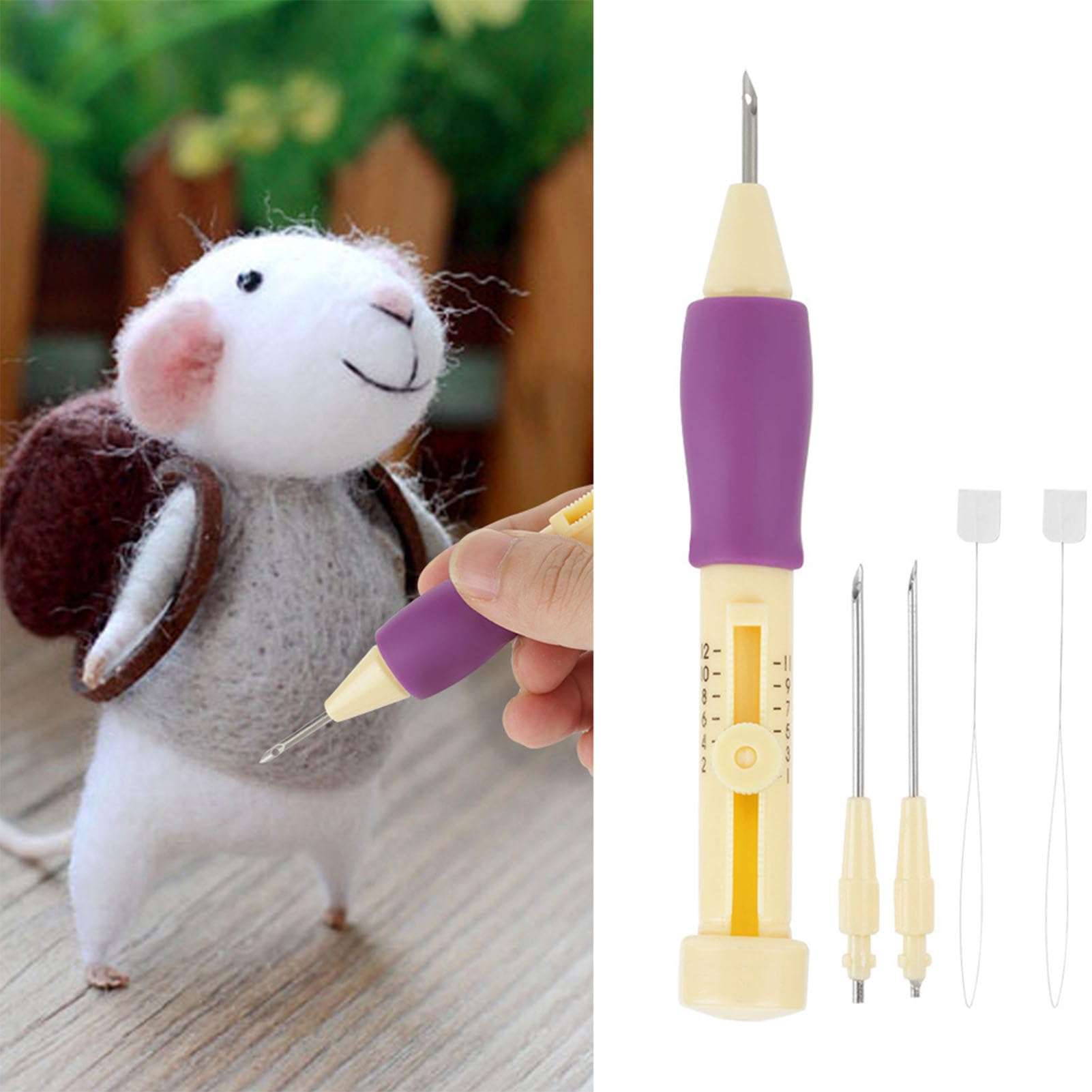 Respicefinem Embroidery Punch Adjustable Needle Length Embroidery Needle Punch with 3 Sizes Needle Pen Kit Tool for DIY Craft DIY Threaders Sewing Knitting for Mother 4