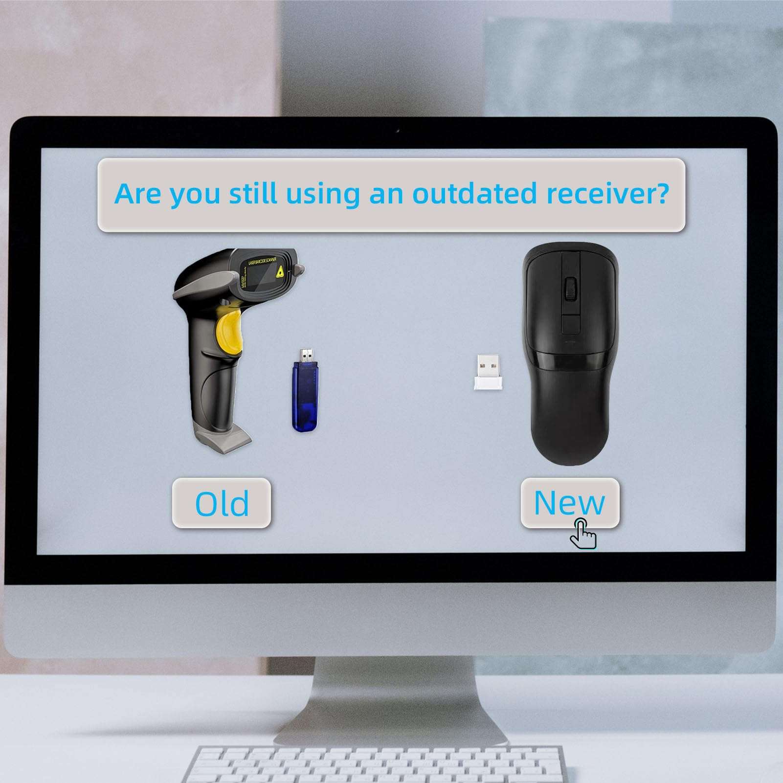 THARO New Wireless Mouse Barcode Scanner, 2-in-1 Design 2D Handheld Barcode Scanner with Wireless Mouse Functions for POS System,Store,Supermarket, Warehouse.(Black) 2