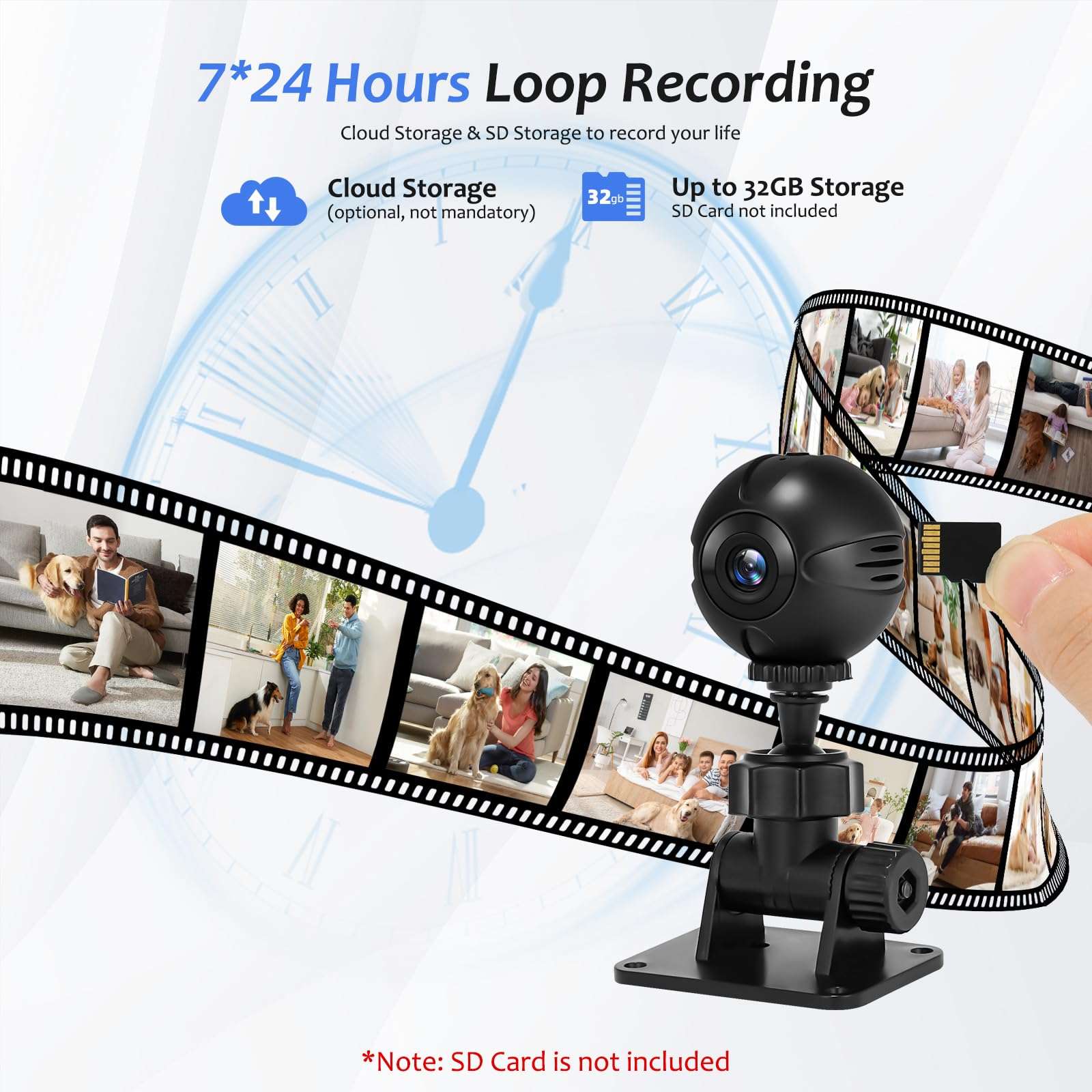 Osenvic Mini Security Camera - Indoor&Outdoor with Night Vision, HD1080P Remote Security Camera, Spotlight, Ideal for Home Security, Home Security Camera with Built-in Battery for Pets Monitoring 6