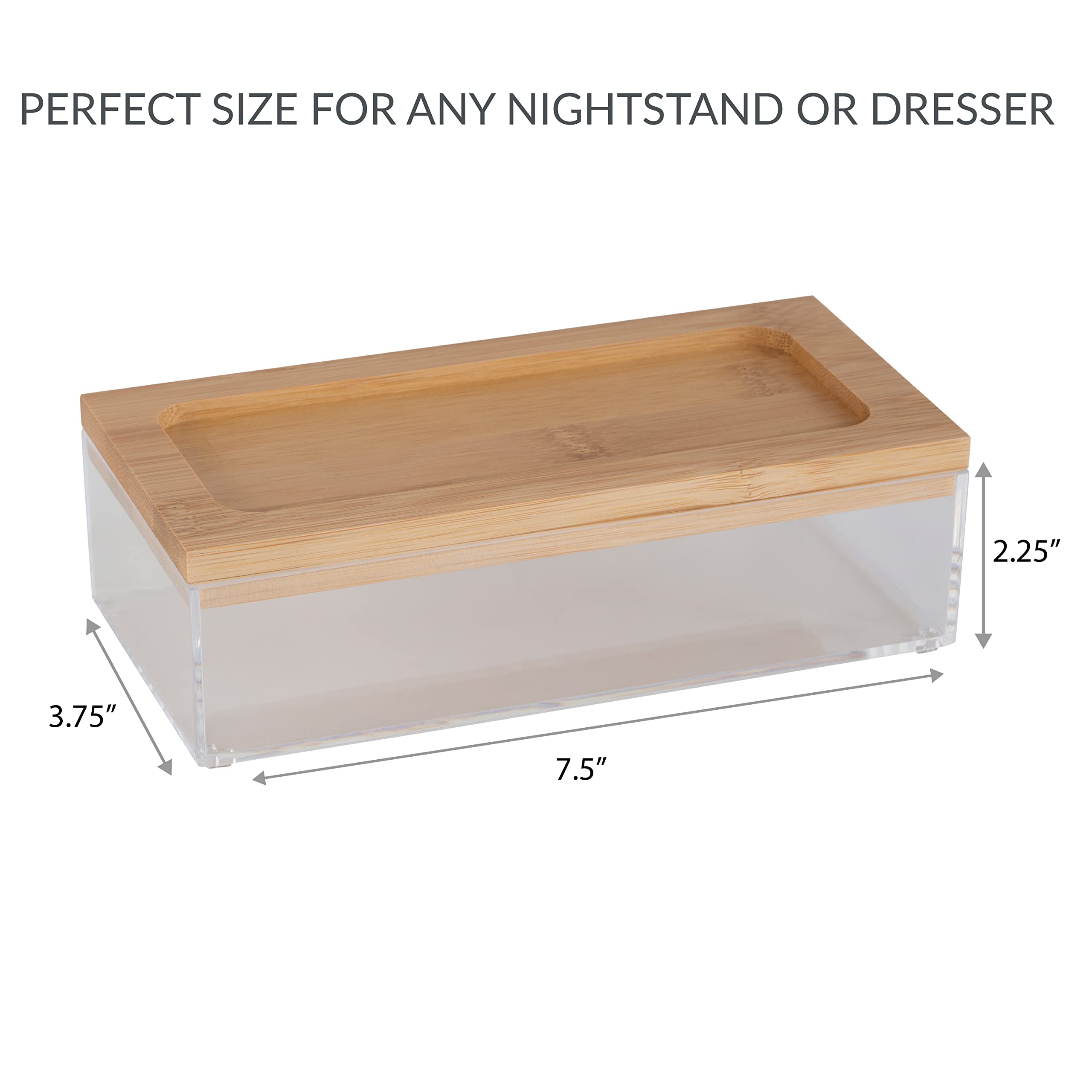 Simplify Medium Rectangular Bamboo Organizer | See-Through | Jewelry | Makeup | Cosmetics | Accessories | Bathroom & Bedroom | Vanity & Countertop | Lidded Boxes | Super Clear 6