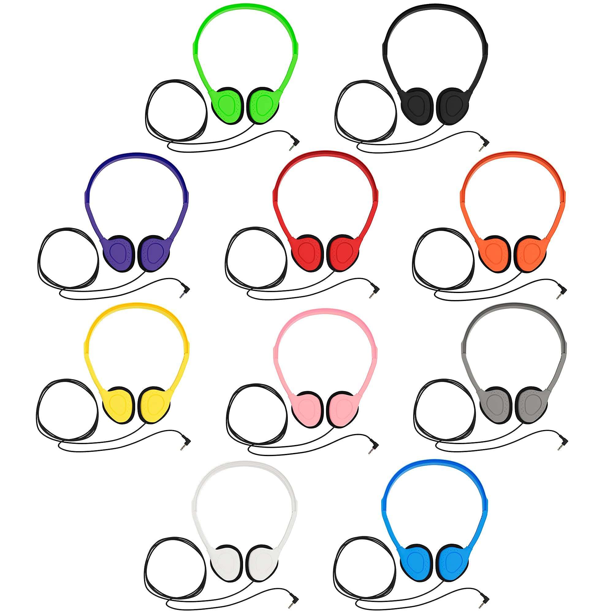 Maeline Bulk On-Ear Headphones with 3.5 mm Headphone Plug - 10 Pack Wholesale Bundle - Multi Color 2