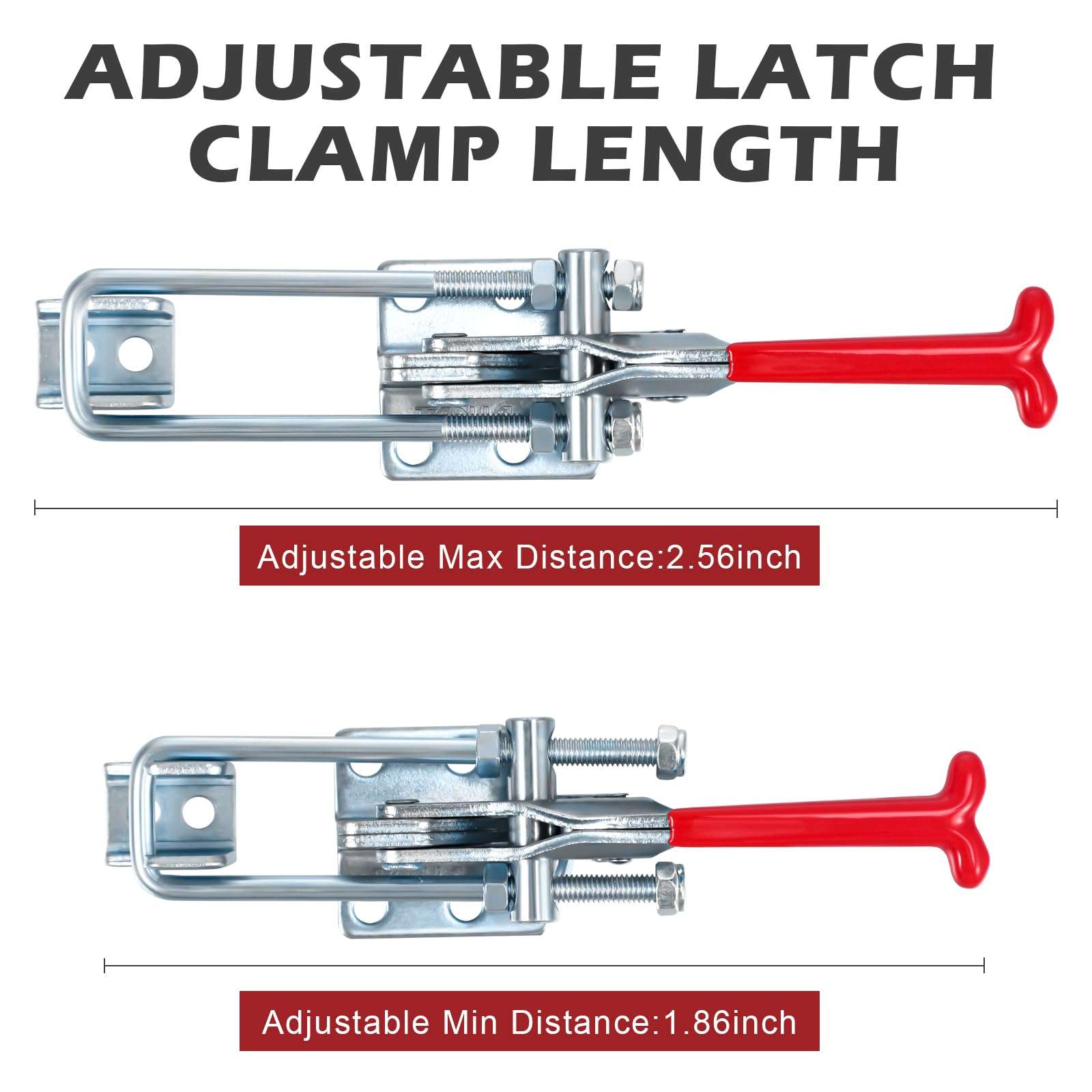 Yaocom 10 Pack 2000lbs Toggle Clamp 431 Heavy Duty Toggle Latch Clamp Adjustable U Bolt Self Lock Latch for Tire Carrier, Trailer and Door Hardware, Smoker Lid and More 7.87 Inch(433 Type) 4