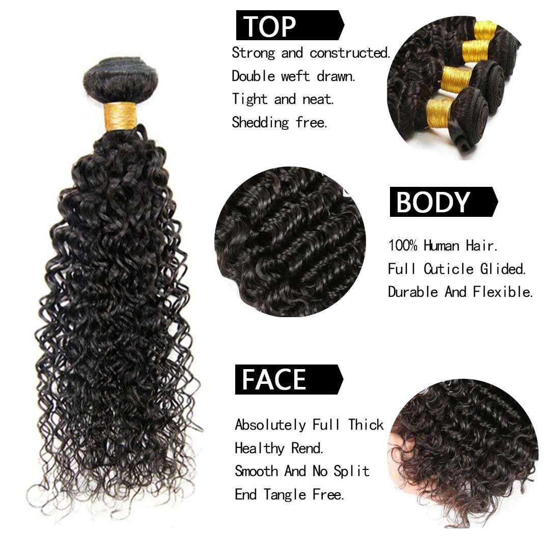 ALIMICE HAIR Water Wave 3 bundles with closure Brazilian 100% Human hair Weave bundles with 4x4 Closure Remy Hair extensions Can be dyed, 14/16/18+14 Inch 3