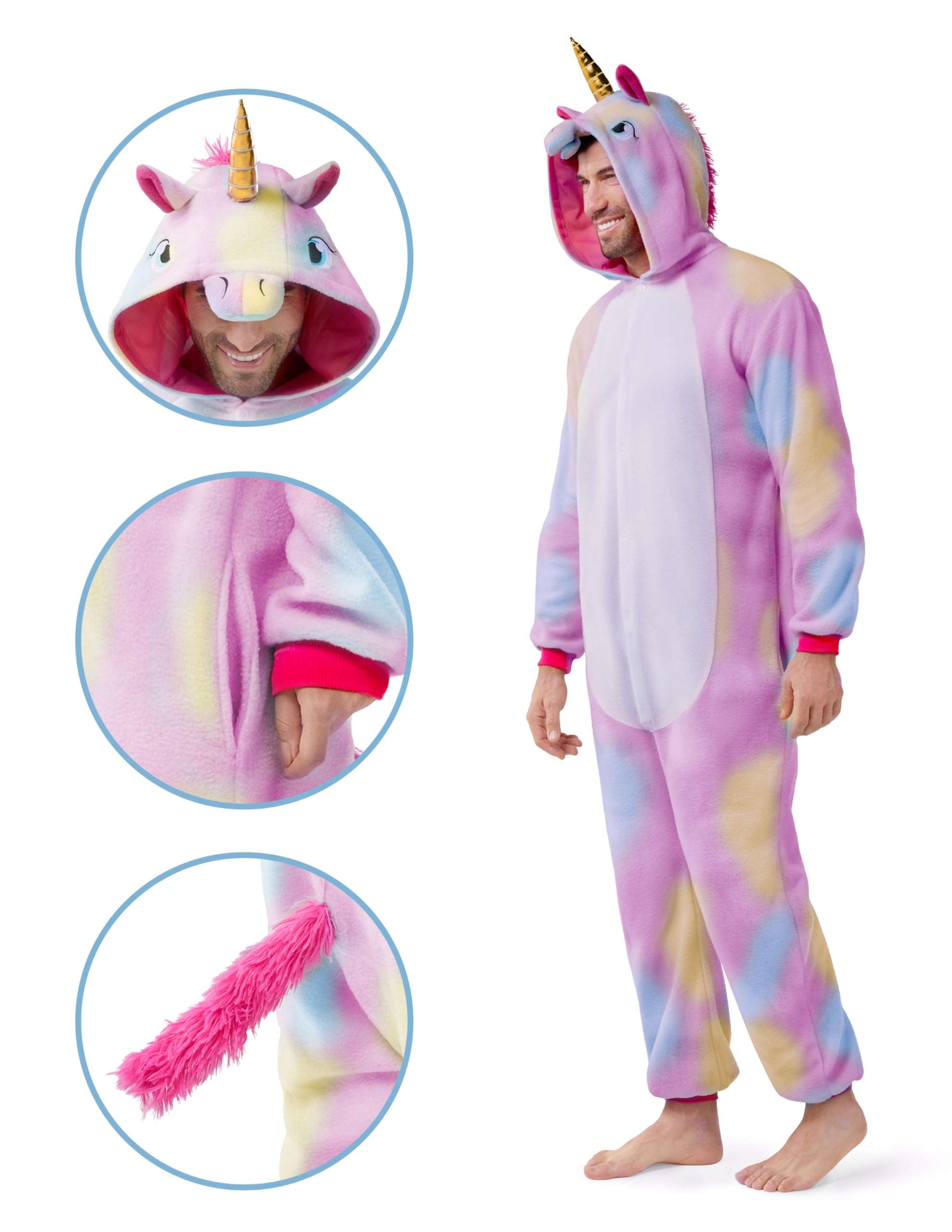 Spooktacular Creations Unicorn Costume, Plush Unicorn Costume Adult Woman, Jumpsuit Costume Halloween Men Sleepwear for Halloween Dress Up Parties, Pink(S) 3