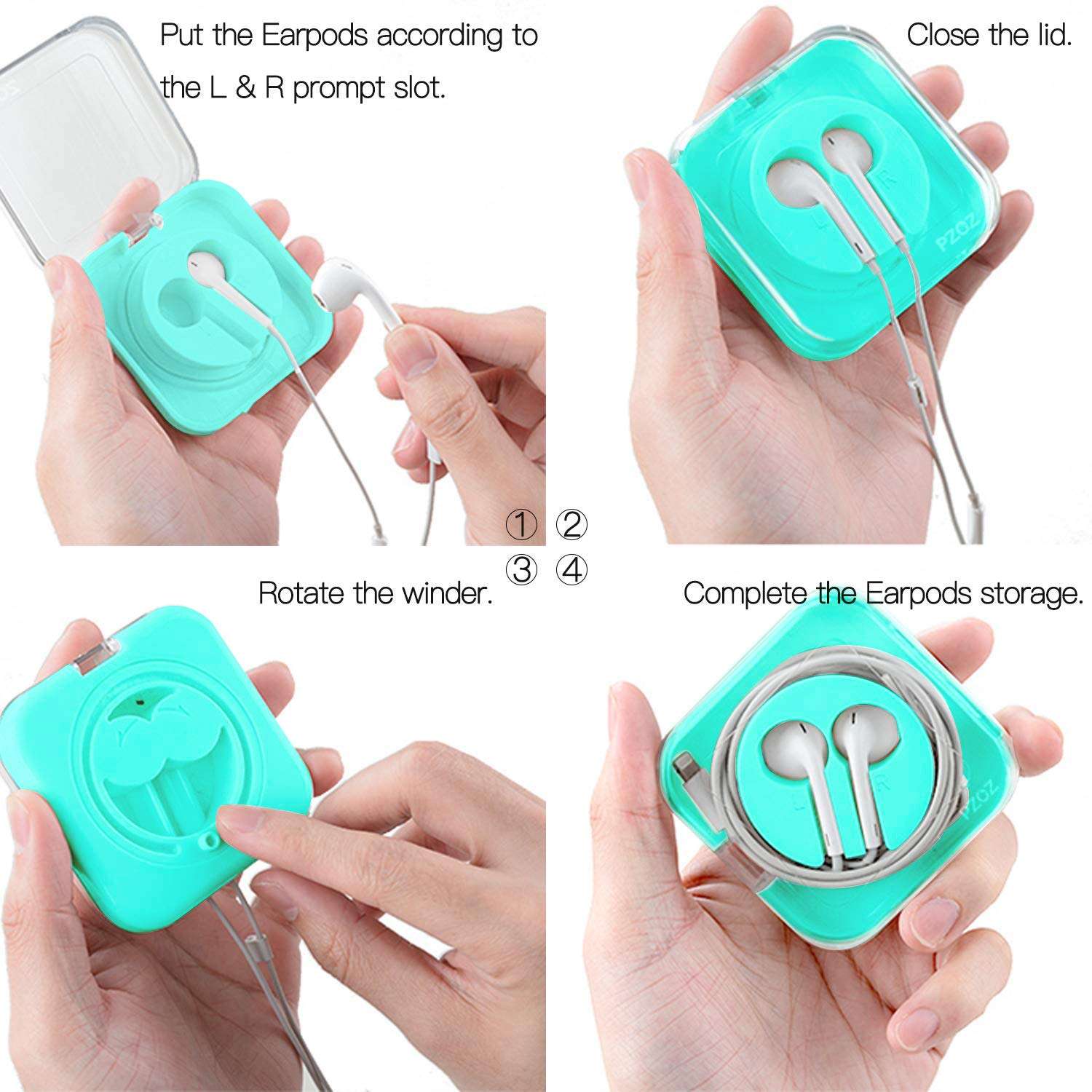 Earbuds Case Compatible for iPhone/iPad/iPods EarPods, Earphones Cord Organizer Cover Headset Manager Headphone Holder Wrap Winder Mini Storage Carrying Cable Management (Green) 5
