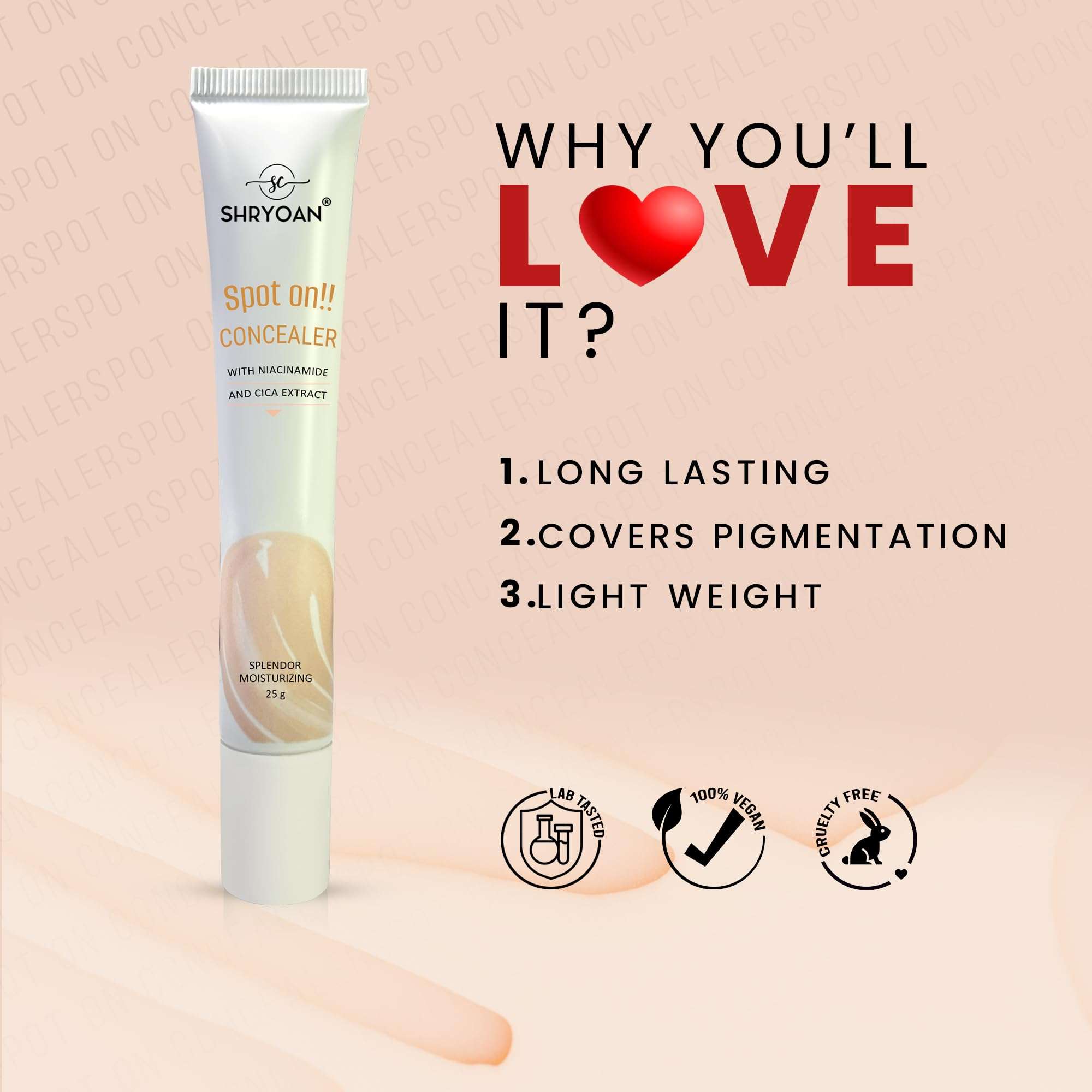 Shryoan Spot on Concealer I Lightweight Formula | Full Coverage with Niacinamide and Cica Extract to Keep Skin Hydrate & Nourished (25 gm) (Shade 03) 4