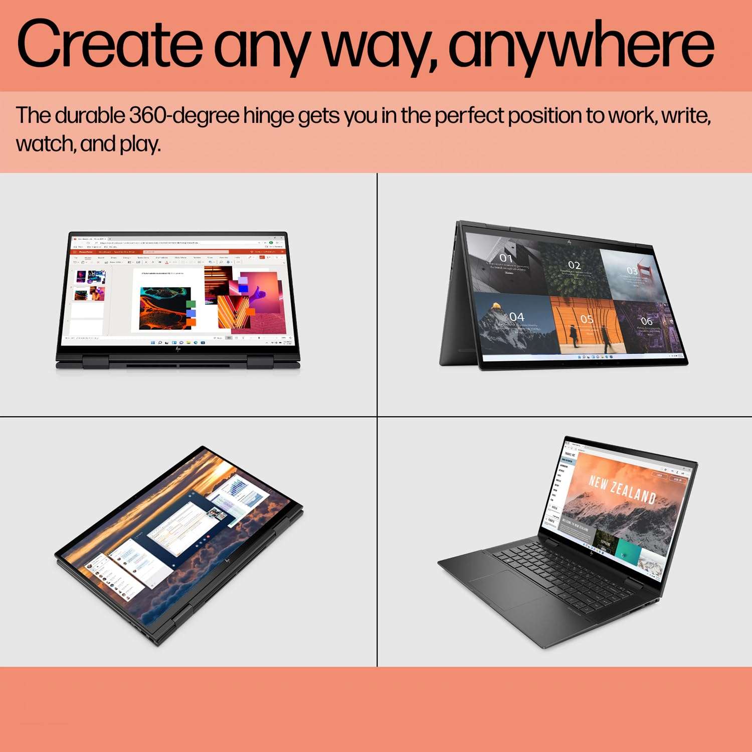 HP Envy X360 2-in-1 Laptop, 15.6" IPS Touchscreen, AMD Ryzen 7 5700U Processor, Backlit Keyboard, Fingerprint Reader, Wi-Fi 6, Audio by Bang & Olufsen, Windows 11 (16GB RAM | 1TB PCIe SSD) 5