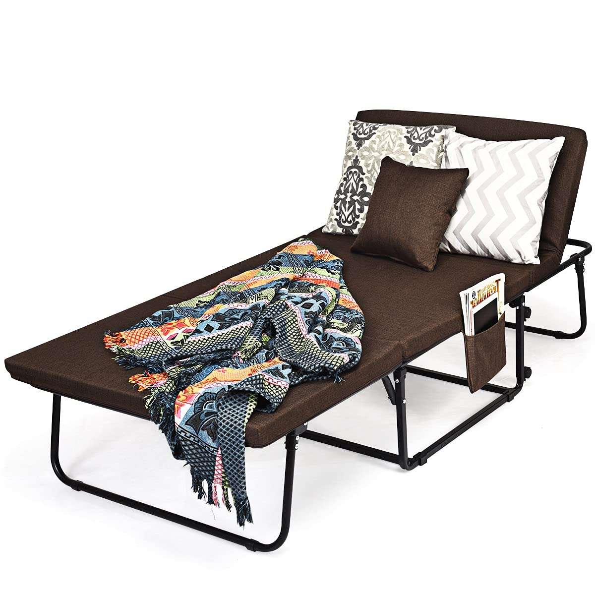 Julimoon Portable Folding Sleeper Bed, 3 in 1 Multi-Function Convertible Soft Chair Bed with Thick Foam Mattress, 4 Lockable Wheels and 6 Position Adjustable, for Bedroom/Office/Small Apartment 1