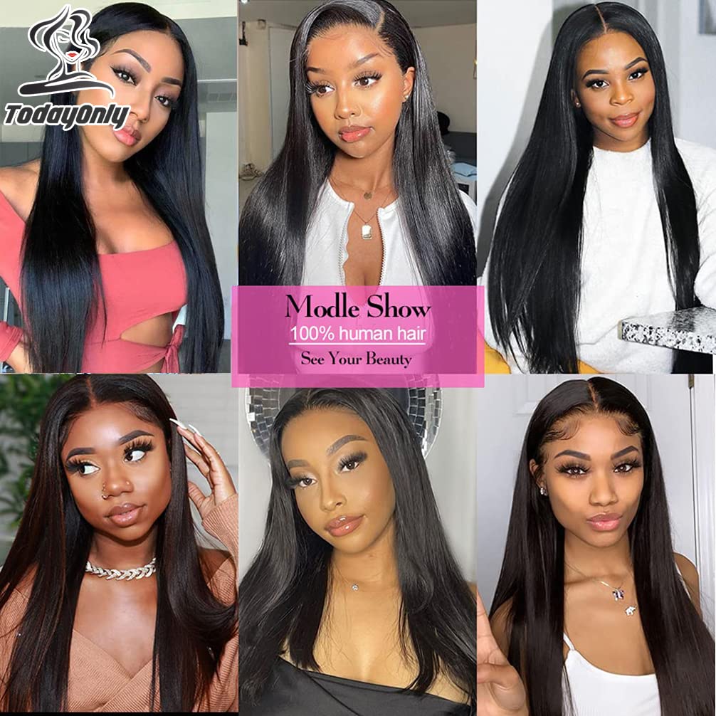 Straight Human Hair Bundles Brazilian Virgin Hair 100% Human Hair 3 Bundles (16''18''18'')10A Remy Hair Bundles Natural Colour Unprocessed Weave Bundles Human Hair Straight Hair Extensions 2