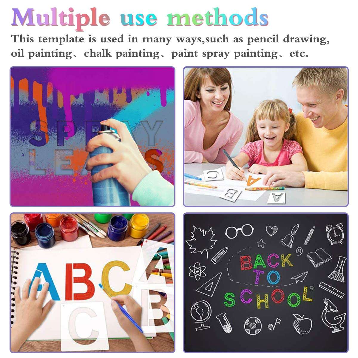 Alphabet and Number Stencils Set,Letter and Number Stencils for Painting on Wood,Reusable Font Templates for Home Craft Decor, Scrabble Letters Wall Decor，DIY Projects Art and Craft(36pcs) 5