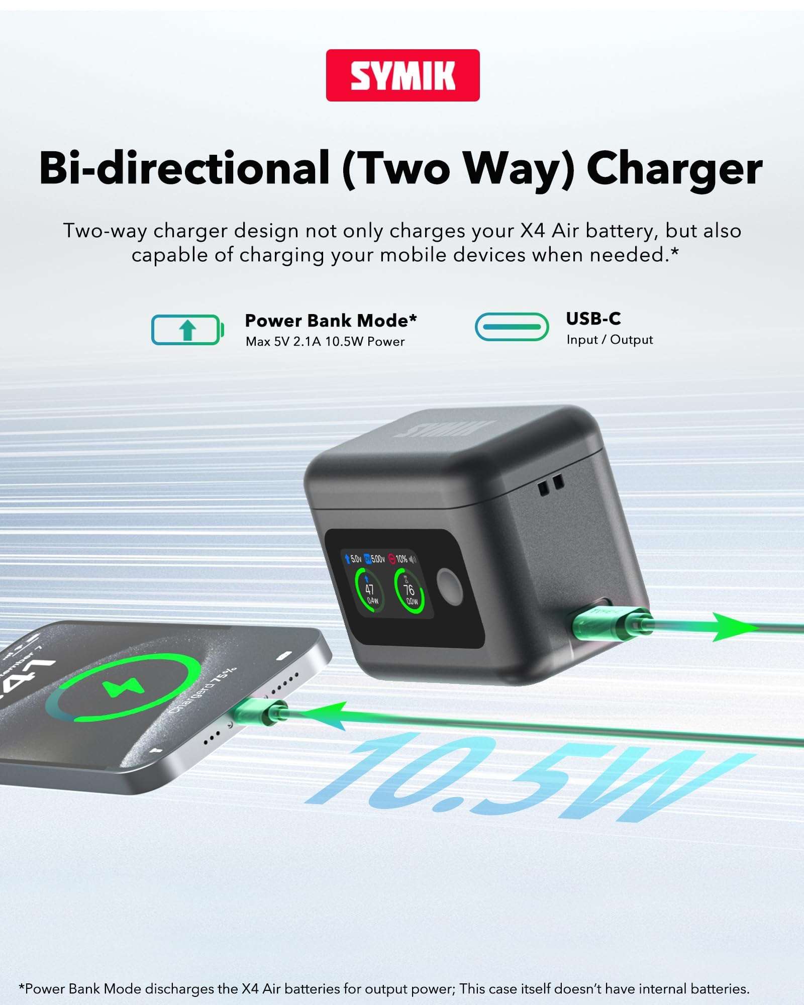 Fast Battery Charger for Insta360 X4 Air,27W Intelligent Two Way Charger Hub w/LCD Display Shows Battery SOC,Batteries Not Included 5