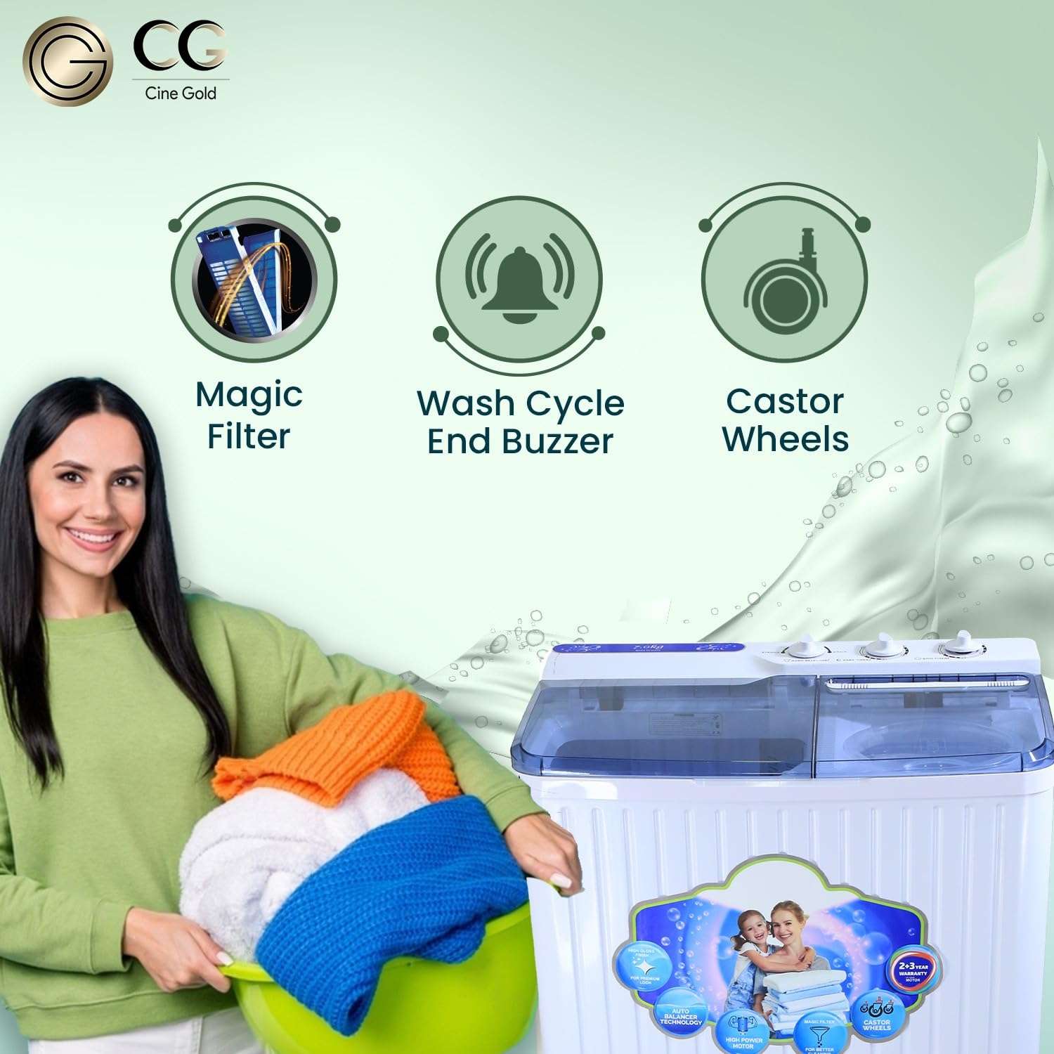 CineGold | Since 2008 | 7 Kg Quick Air Dry Semi-Automatic Top Loading Washing Machine, Blue Transparent Top & Rat Away Feature, Efficient, Durable Laundry Solution for Modern Homes with 5Year Warranty 6
