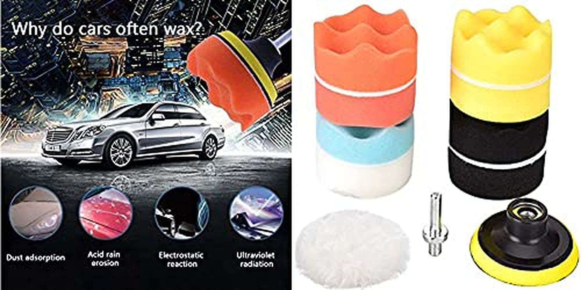 Diy Crafts 12730 10219 80mm Compound Drill Buffing Sponge Pads Kit for Car Sanding, Polishing, Multicolor, 11 Piece 4