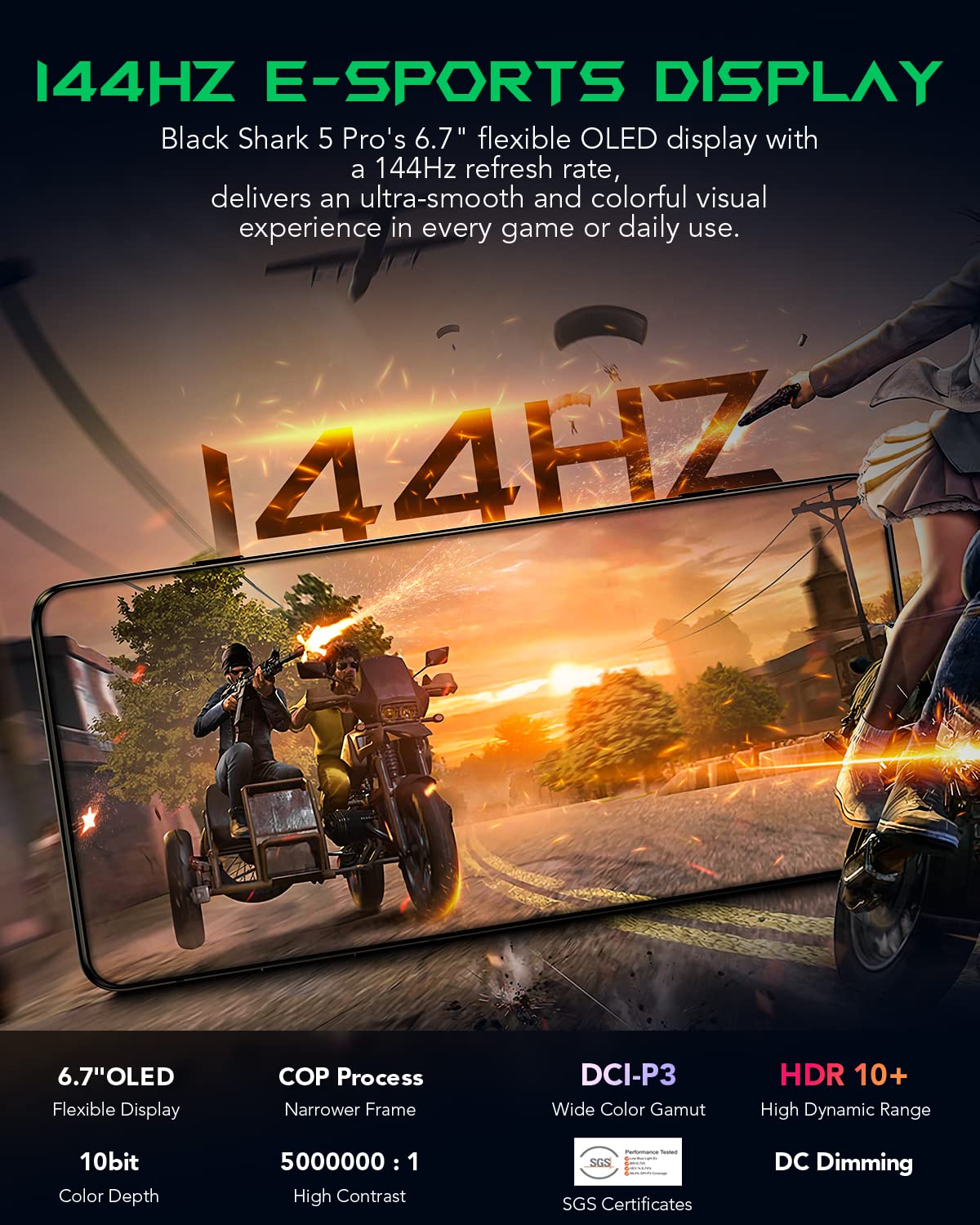 Black Shark 5 Pro Gaming Phone, 5G Factory Unlocked Android Smartphone, 8+128GB, 120W Fast Charging Snapdragon 8 Gen 1, 6.67" 144Hz E-Sports OLED Display, 4650mAh NFC Cell Phones-Steller Black 3