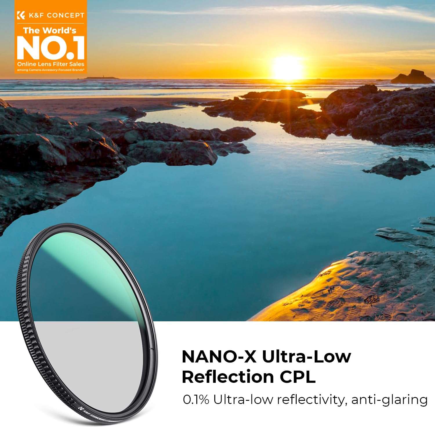 K&F CONCEPT 72mm Ultra-Low Reflectivity Polarizers Filter, 28 Multi-Layer Coatings Ultra-Slim HD Circular Polarizing Camera Lens Filter (Nano-X Series) 3