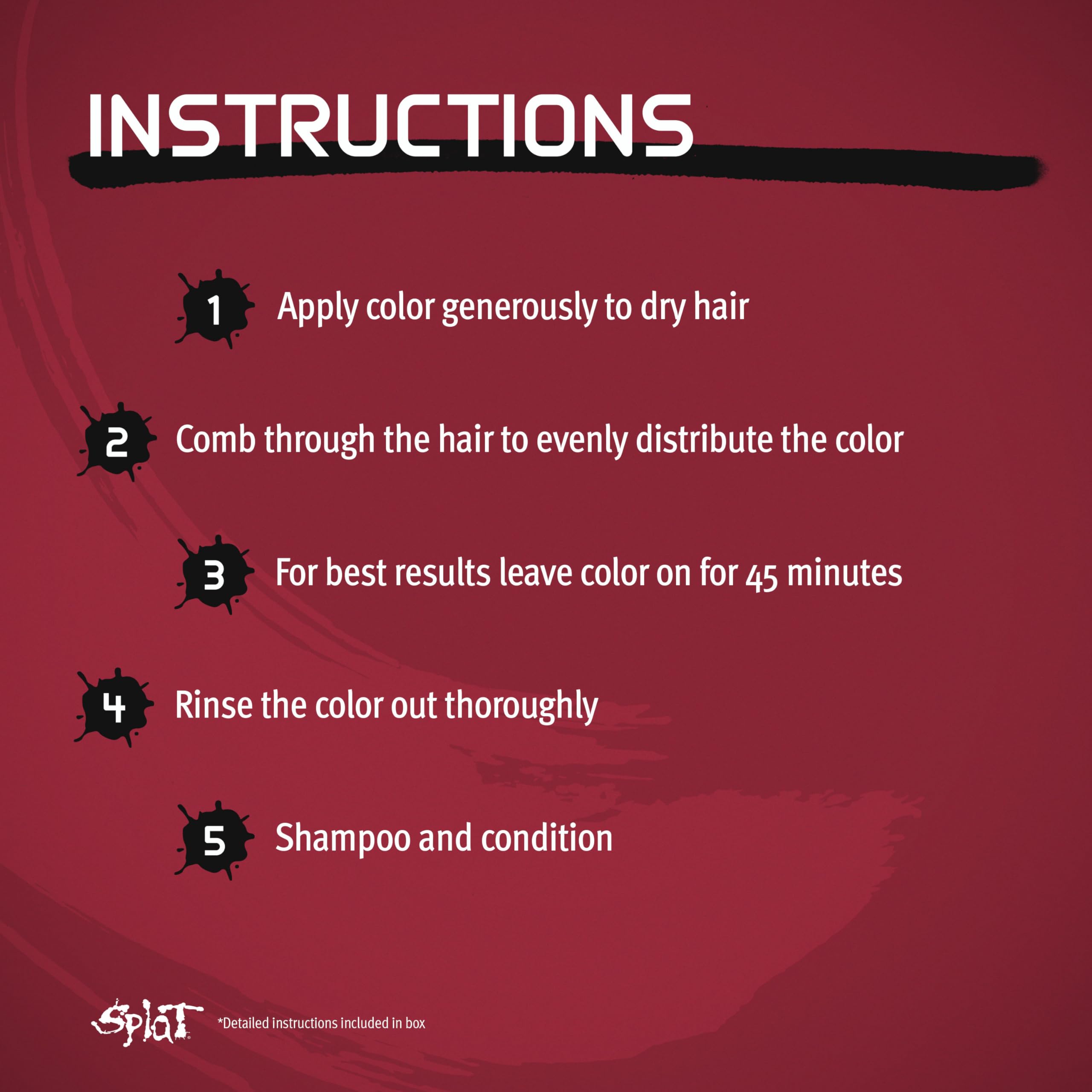 Splat Midnight Scarlet Semi Permanent Hair Dye Kit, 1 Application, Includes Deep Reconstructor Conditioner, Lasts 30 Washes, No Bleach Required, Vegan & Cruelty Free Hair Color 3