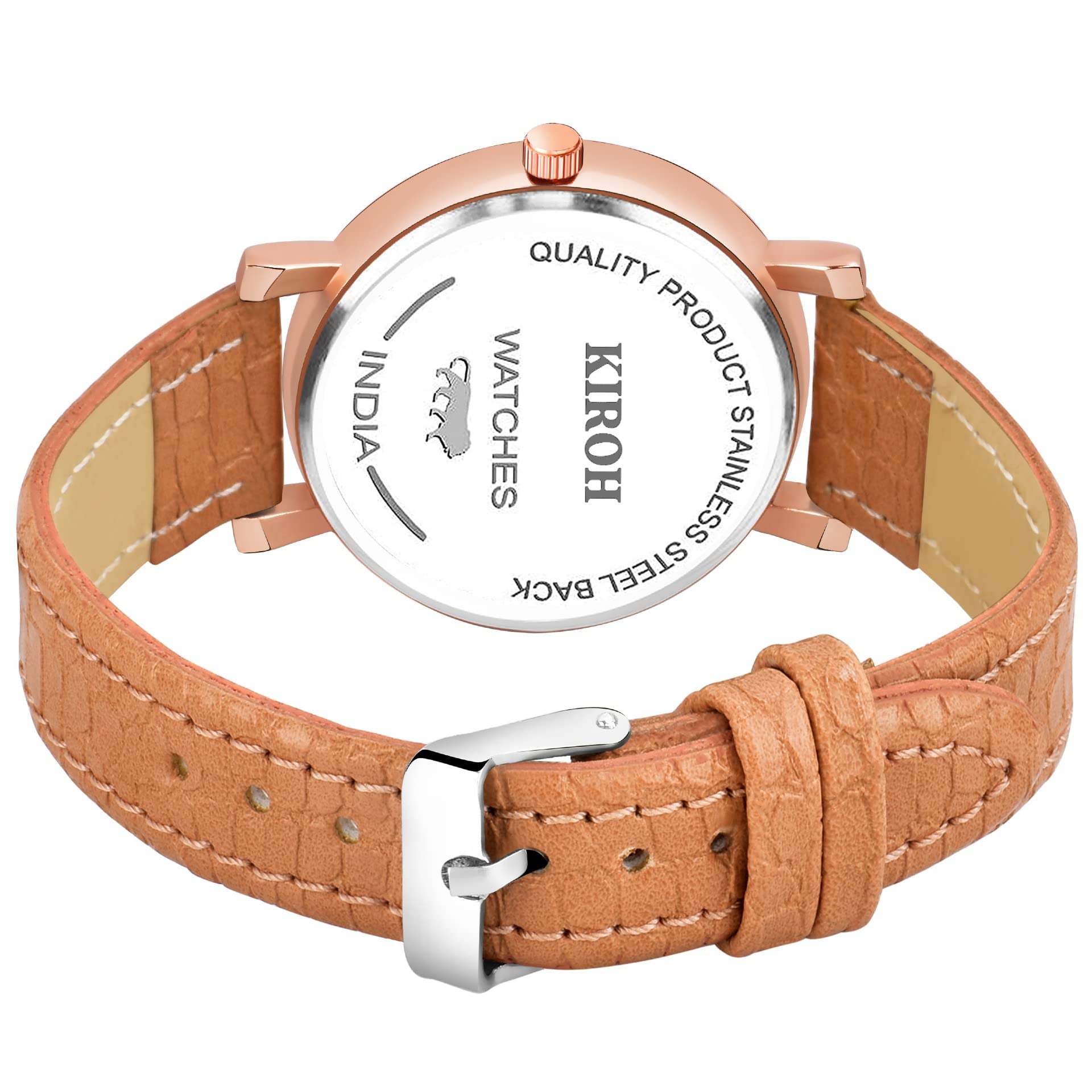 KIROH Analogue Butterfly Dial Unique Designer Leather Belt Women's and Girl's Watch (Brown) 4