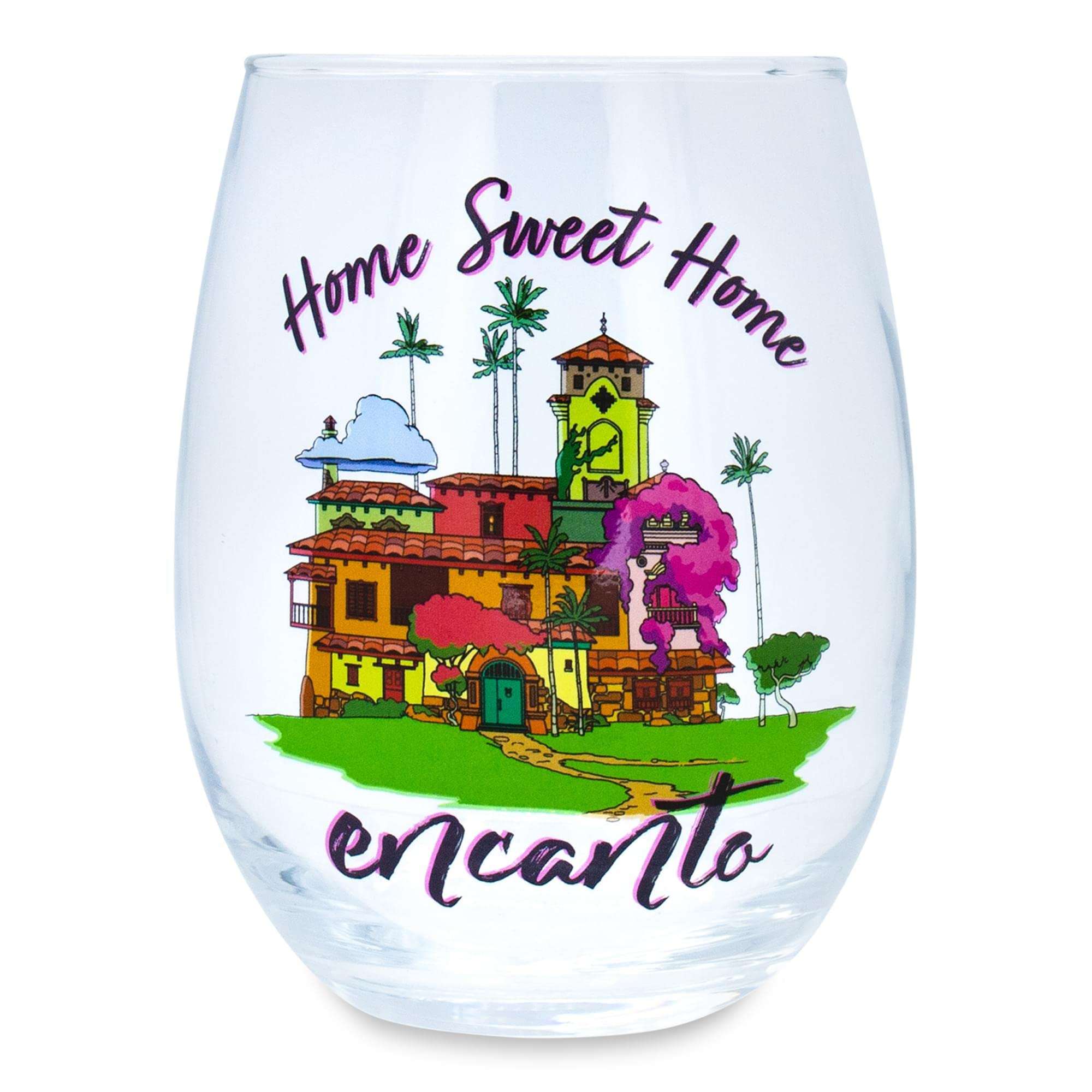 Disney Encanto "Home Sweet Home" Teardrop Stemless Wine Glass, Tumbler Cup For Cocktails | Holds 20 Ounces 1
