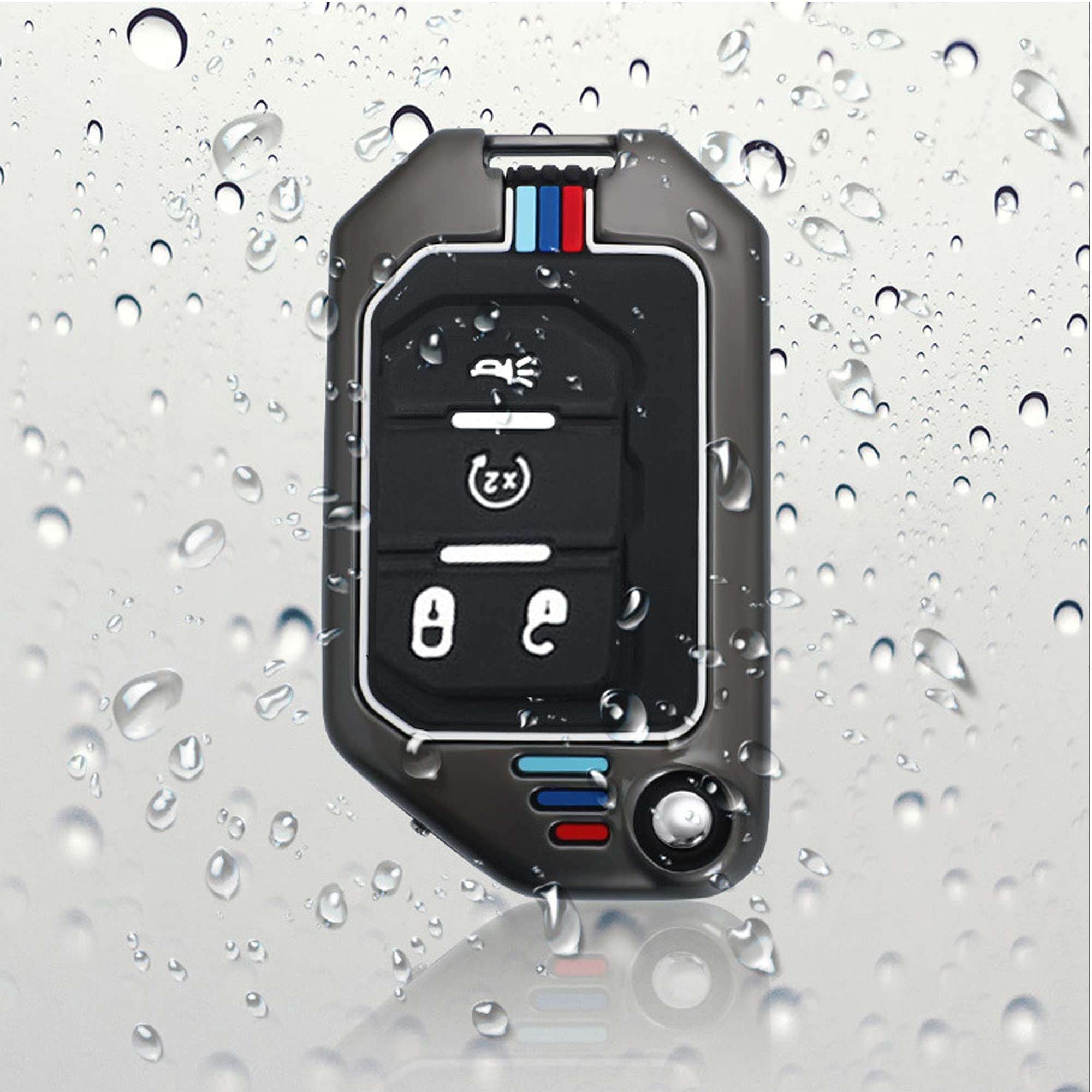 for Jeep Key Fob Cover Car Key Protection Shell with Keychain Fit for Jeep Gladiator JT Sahara JLU Jeep Wrangler JL JLU Rubicon 4