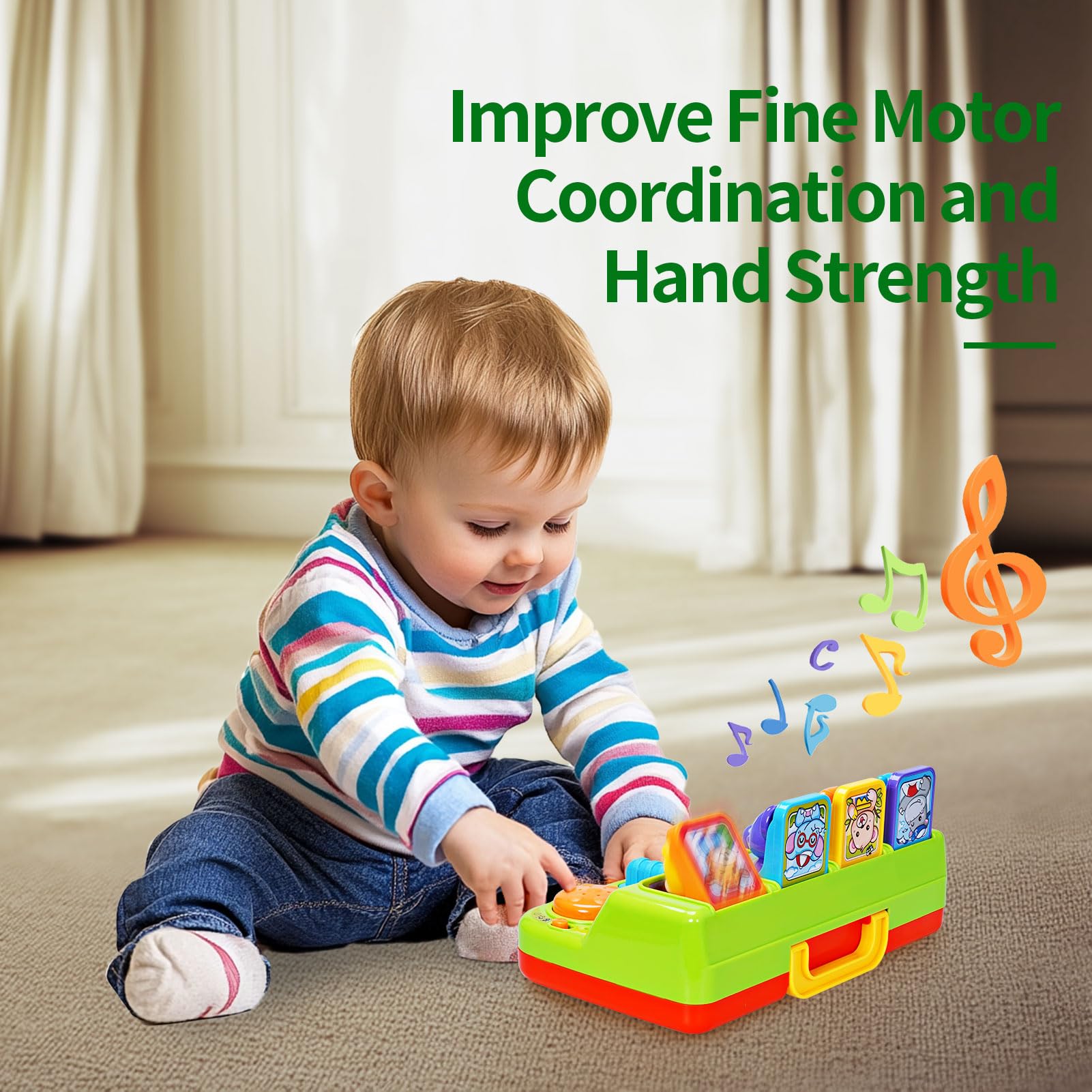 FS Pop Up Toys for Babies 6 to 12 Months with Light and Music, Cause and Effect, 9 10 12 18 Month Old Baby Toys for 1 Year Old Boys & Girls 2