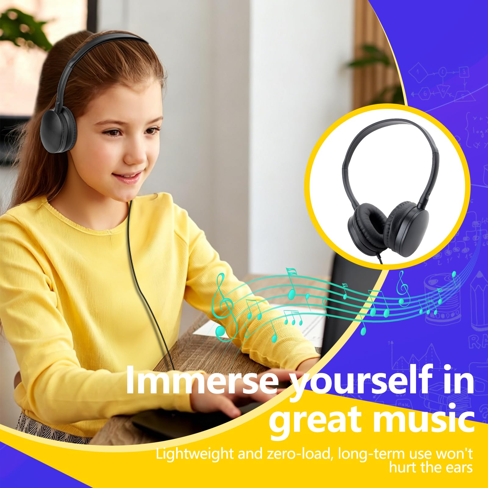 GDBOMA Type C Headphones Bulk for Classroom School Kids 10 Pack,USB C Wired Headphones for School Phone blet Laptop PC Online Class Meeting Web Conference Practice Test Black 4