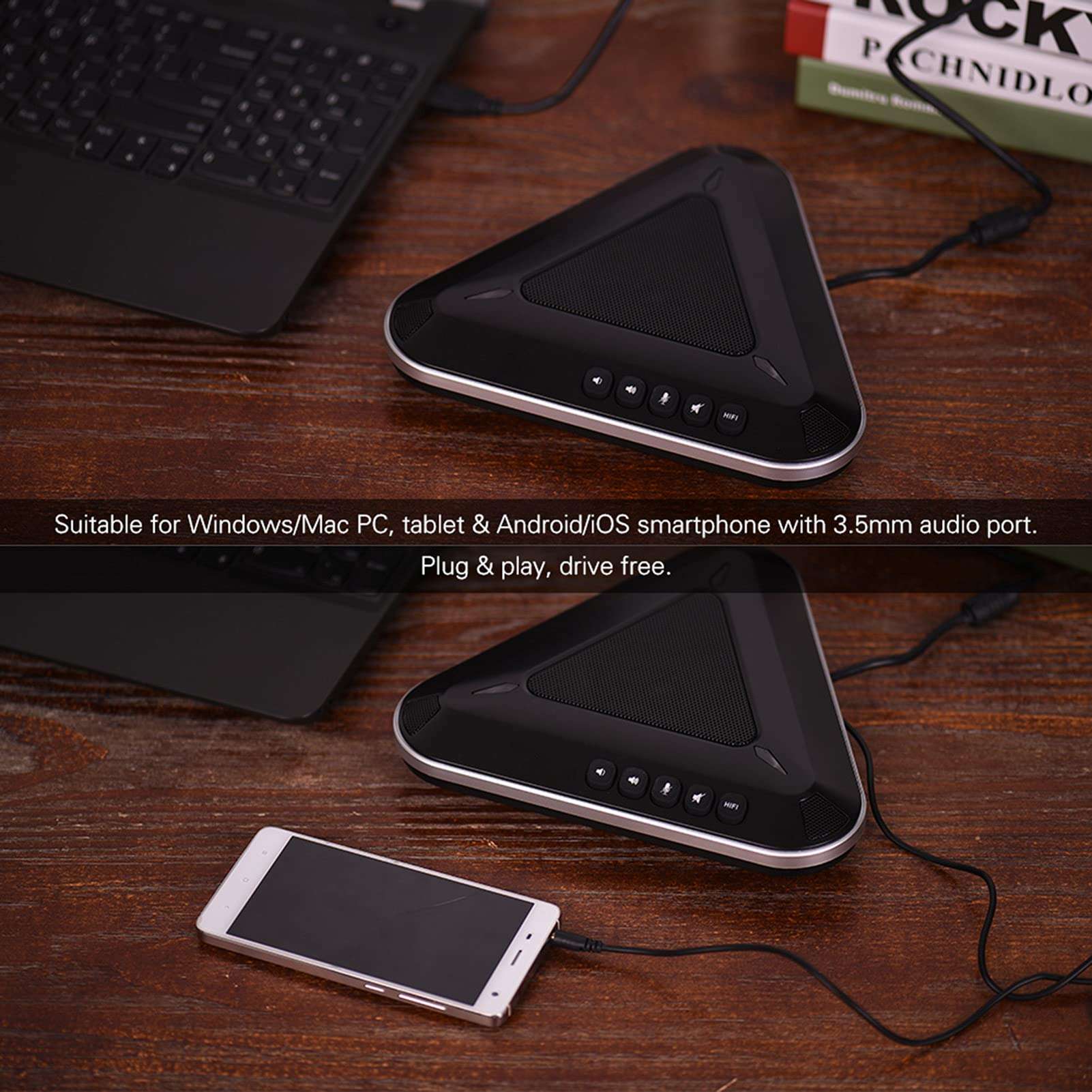 Honeytecs MST-A1S USB Video Conference Microphone Speakerphone 360° Audio Pickup Support Skype MSN QQ for Computer Mobile Phone 5