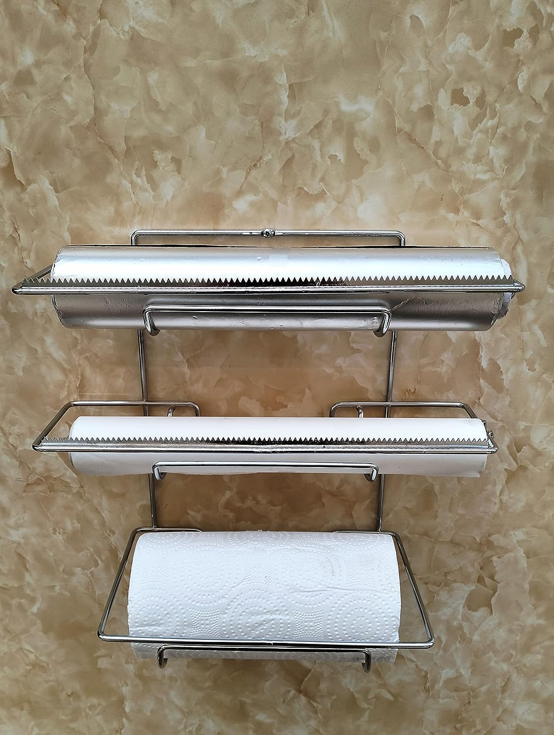 appeasy Triple Paper Roll Dispenser Holder Stand for Cling Film Wrap Aluminium Foil and Paper Roll 1