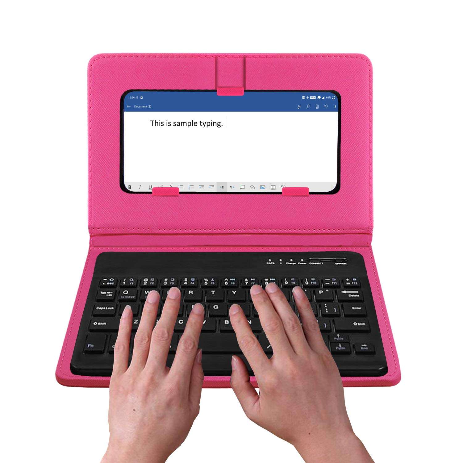 Acm Wireless Bluetooth Keyboard Case Compatible with Coolpad Note 3 Mobile Flip Cover Stand Study Gaming Pink 3