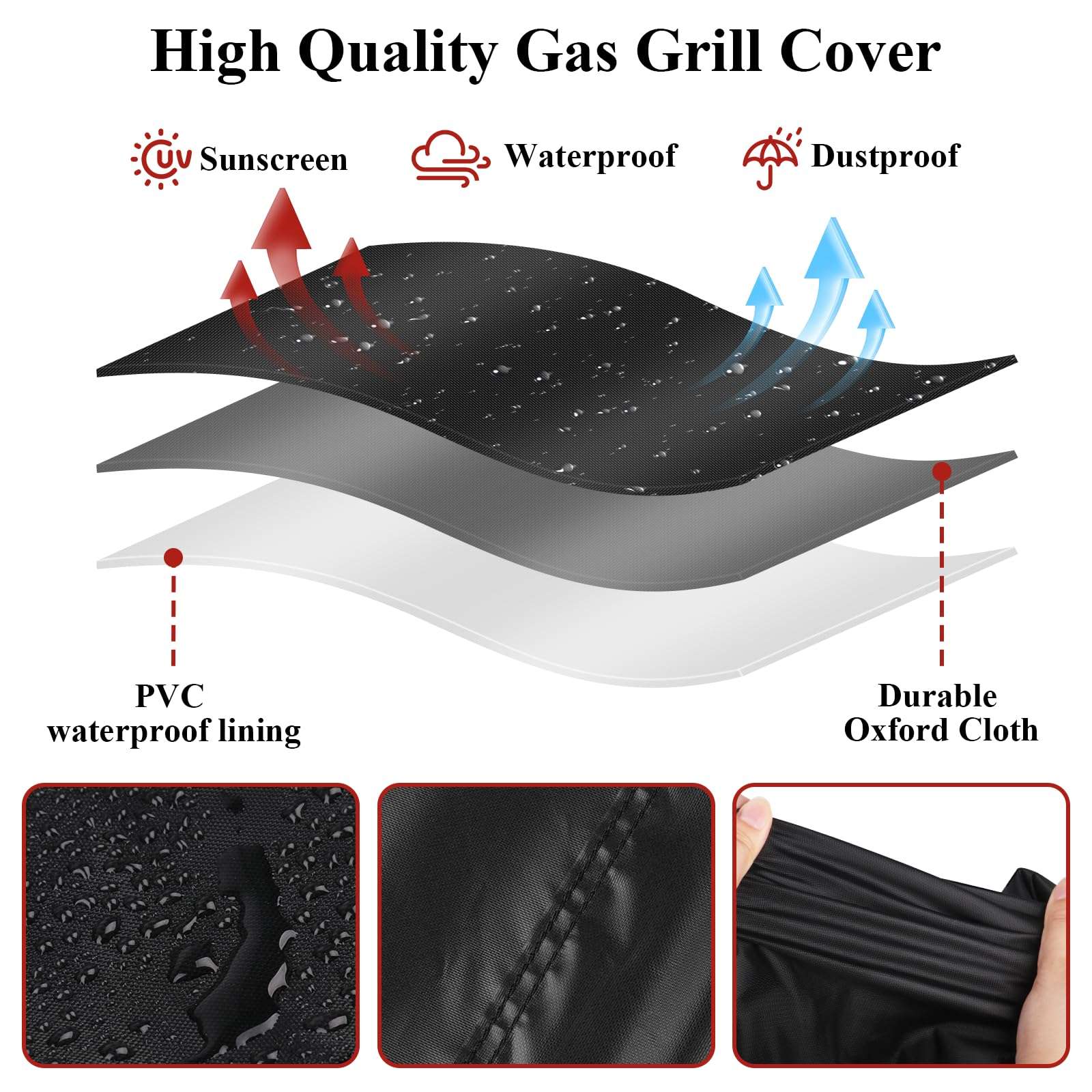 Andacar Grill Cover for Royal Gourmet GT2005 2-Burner, Portable Propane Gas Grill Cover, Outdoor Waterproof Tabletop Grill Covers 5