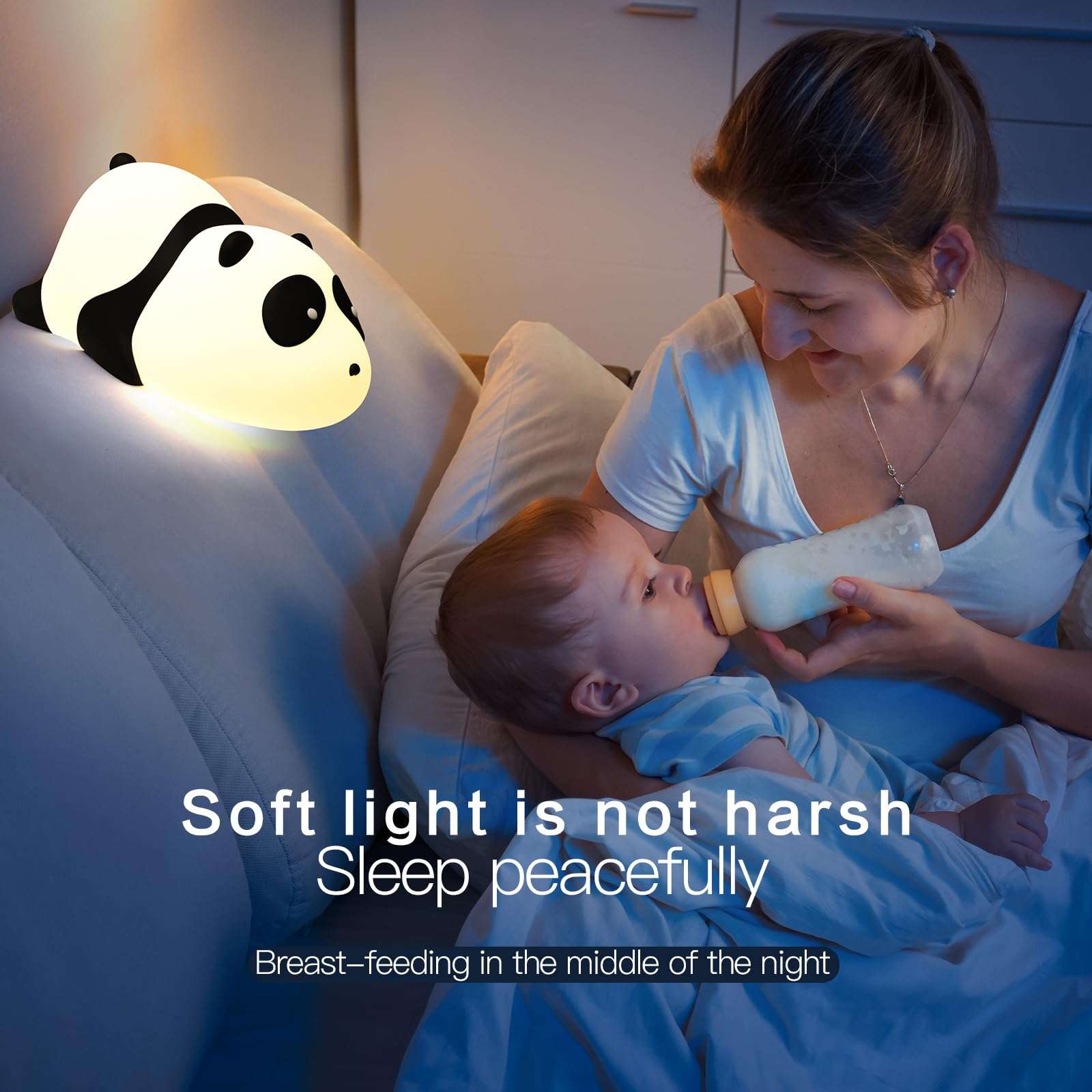 Redreco, Naughty Bear Kids Night Light, Cute LED Soft Silicone Light, LED Dimmable Nursery Night Light, Kids Room Boys Girls Gift Rechargeable 6