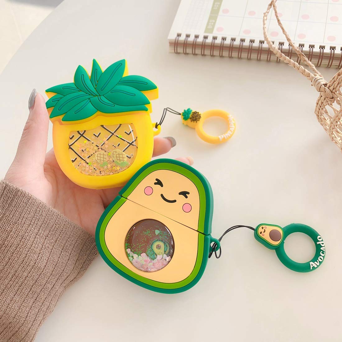 Cute Airpods Pro Case, Airpods Pro Case, Funny 3D Cartoon Fruit Avocado Case, Soft Silicone Full Protection Shockproof Charging Case Cover with Airpods Pro case for Kids Girls Lady Women (Avocado) 5